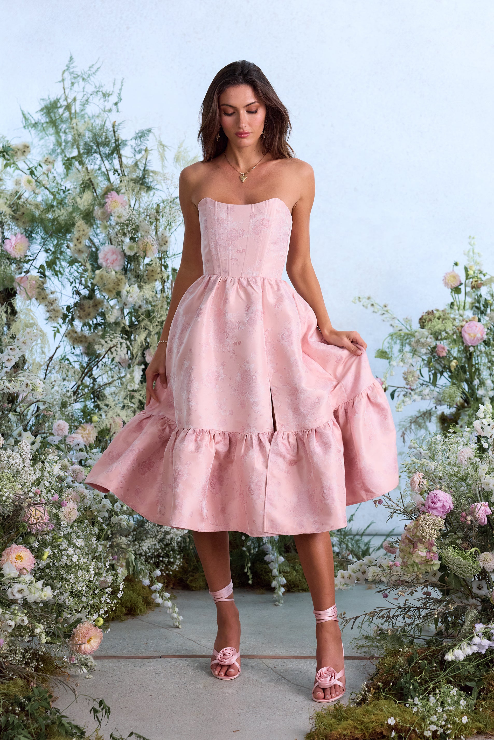 V. Chapman Women's Virginia Ruffled Hem Strapless Dress - Pink - Size 4