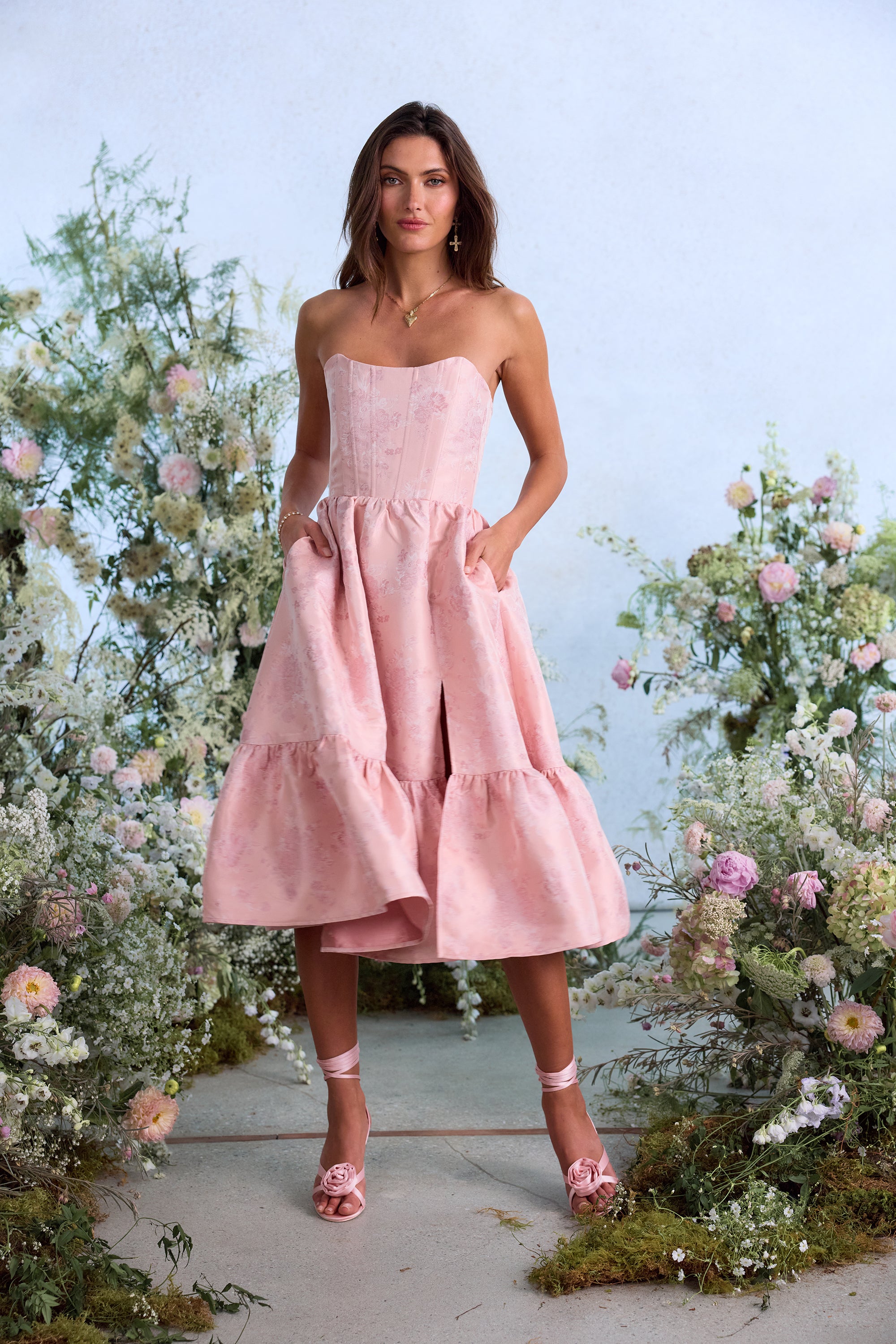 V. Chapman Women's Virginia Ruffled Hem Strapless Dress - Pink - Size 4