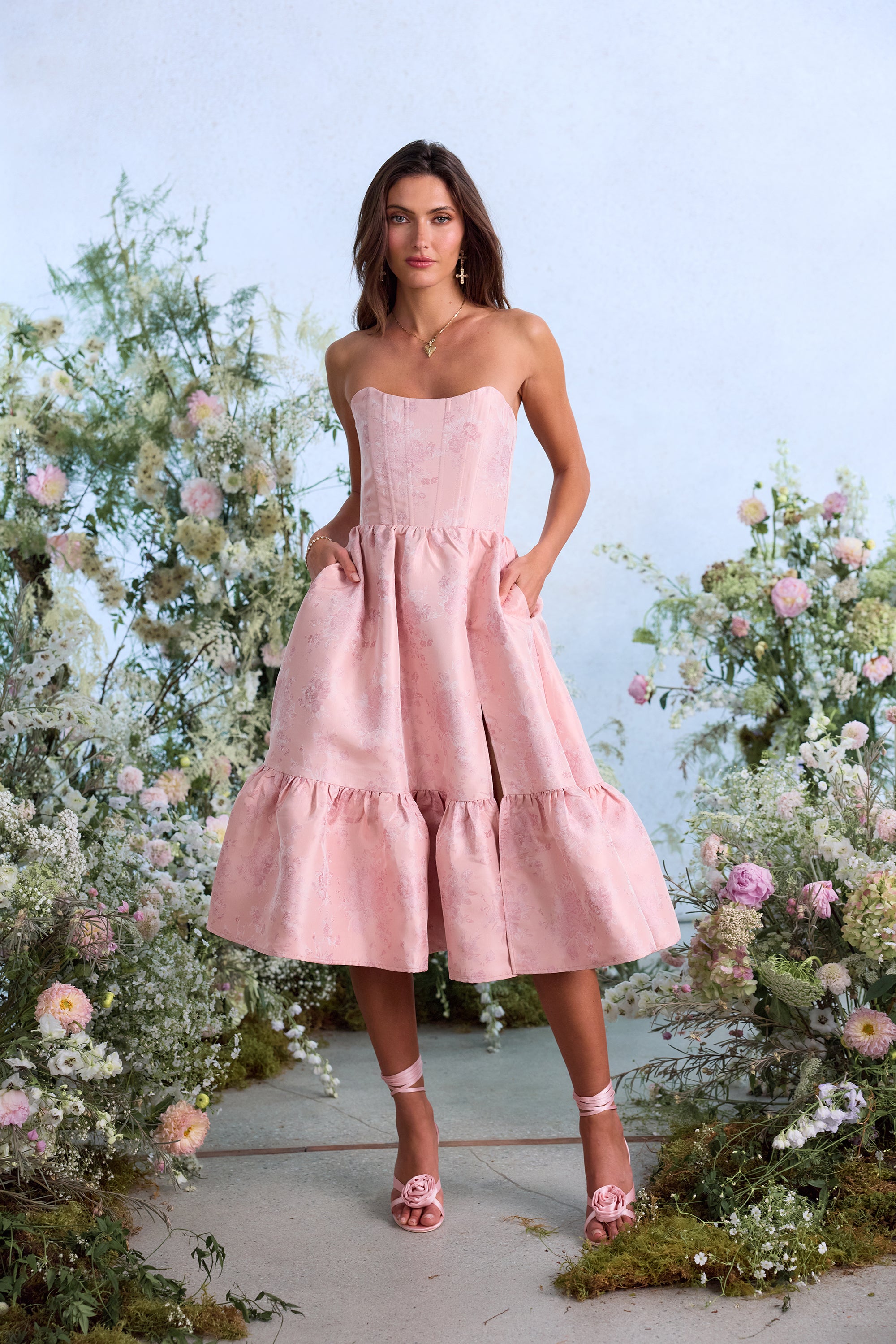 V. Chapman Women's Virginia Ruffled Hem Strapless Dress - Pink - Size 4