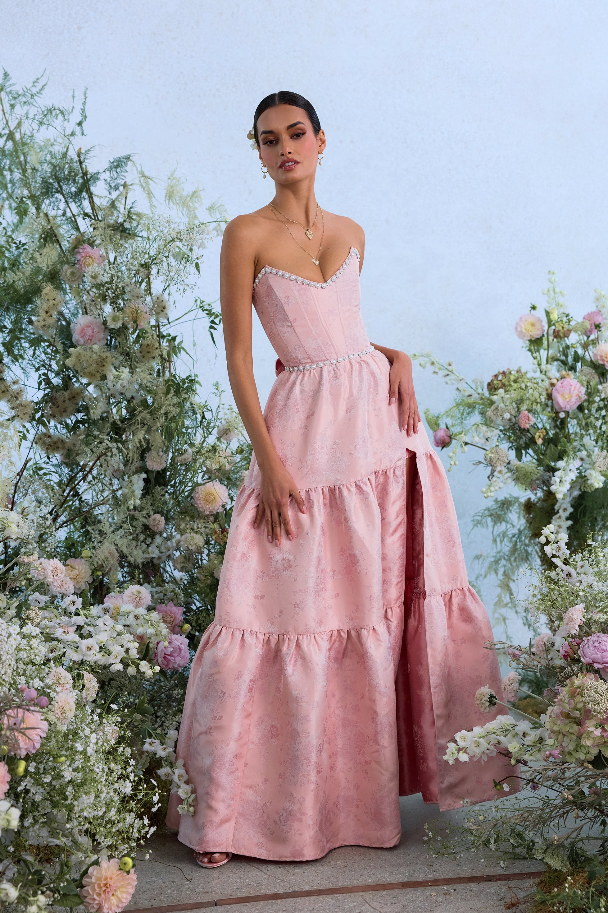 The Vivian Dress in Light Pink Windsor Brocade V. Chapman The Vivian Dress in Light Pink Windsor Brocade V. Chapman