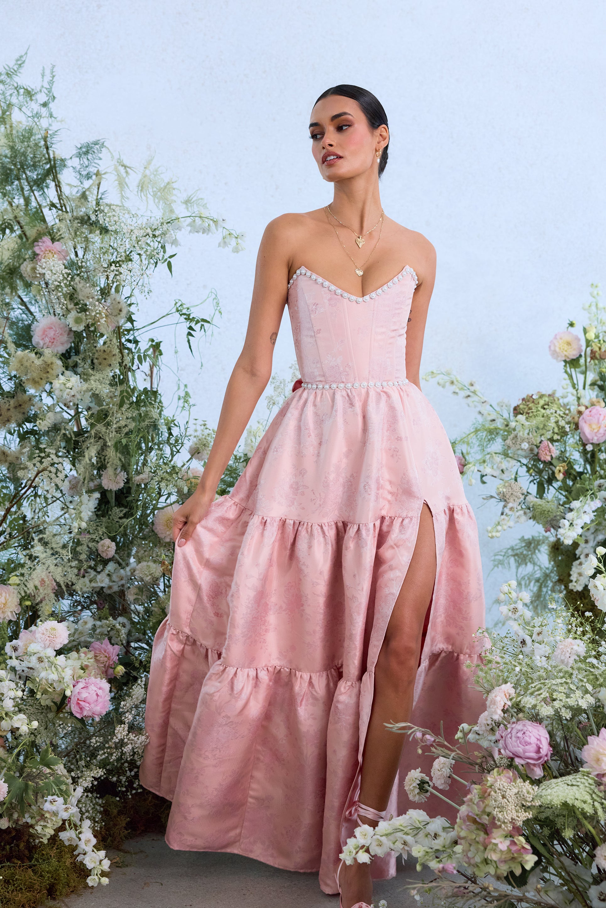 The Vivian Dress in Light Pink Windsor Brocade V. Chapman The Vivian Dress in Light Pink Windsor Brocade V. Chapman