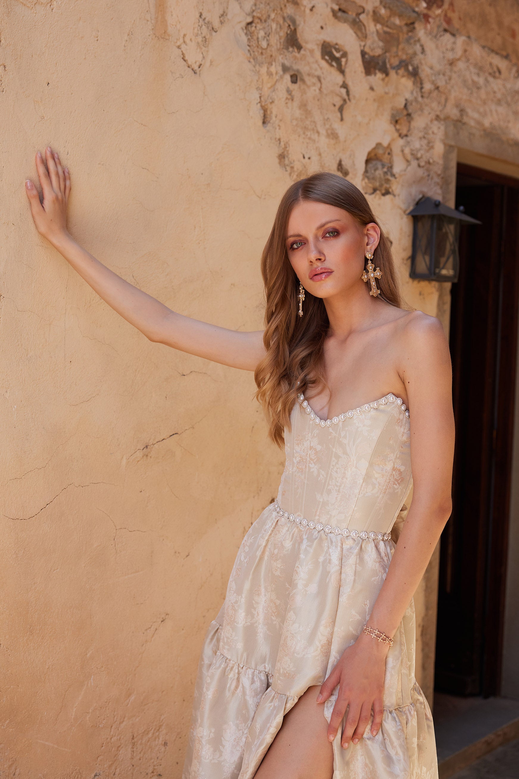 The Vivian Dress in Taupe Windsor Brocade – V. Chapman