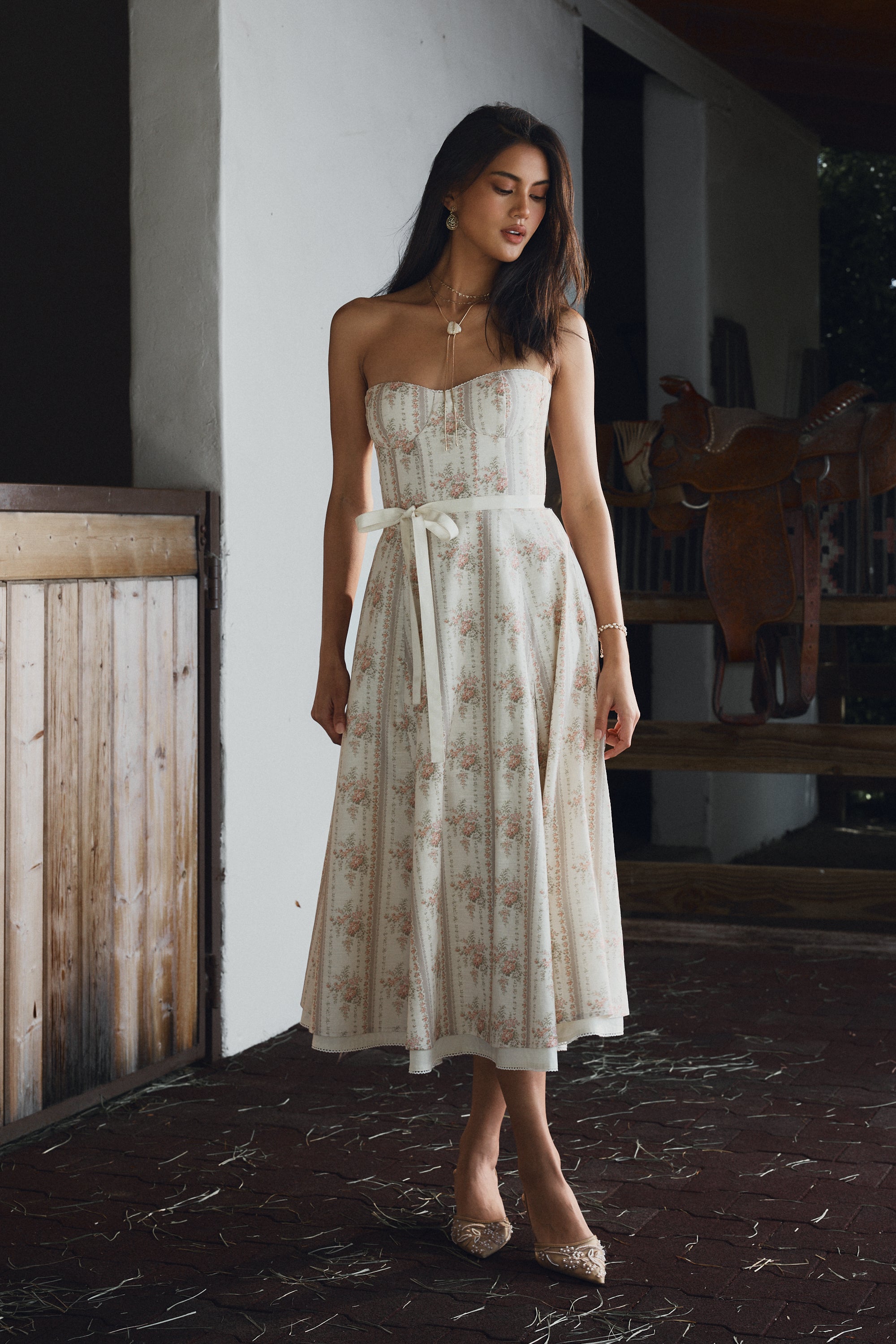 vineyard vines strapless dress The Vanessa Dress in Vintage Victorian Stripe 6 / Vintage Victorian Stripe