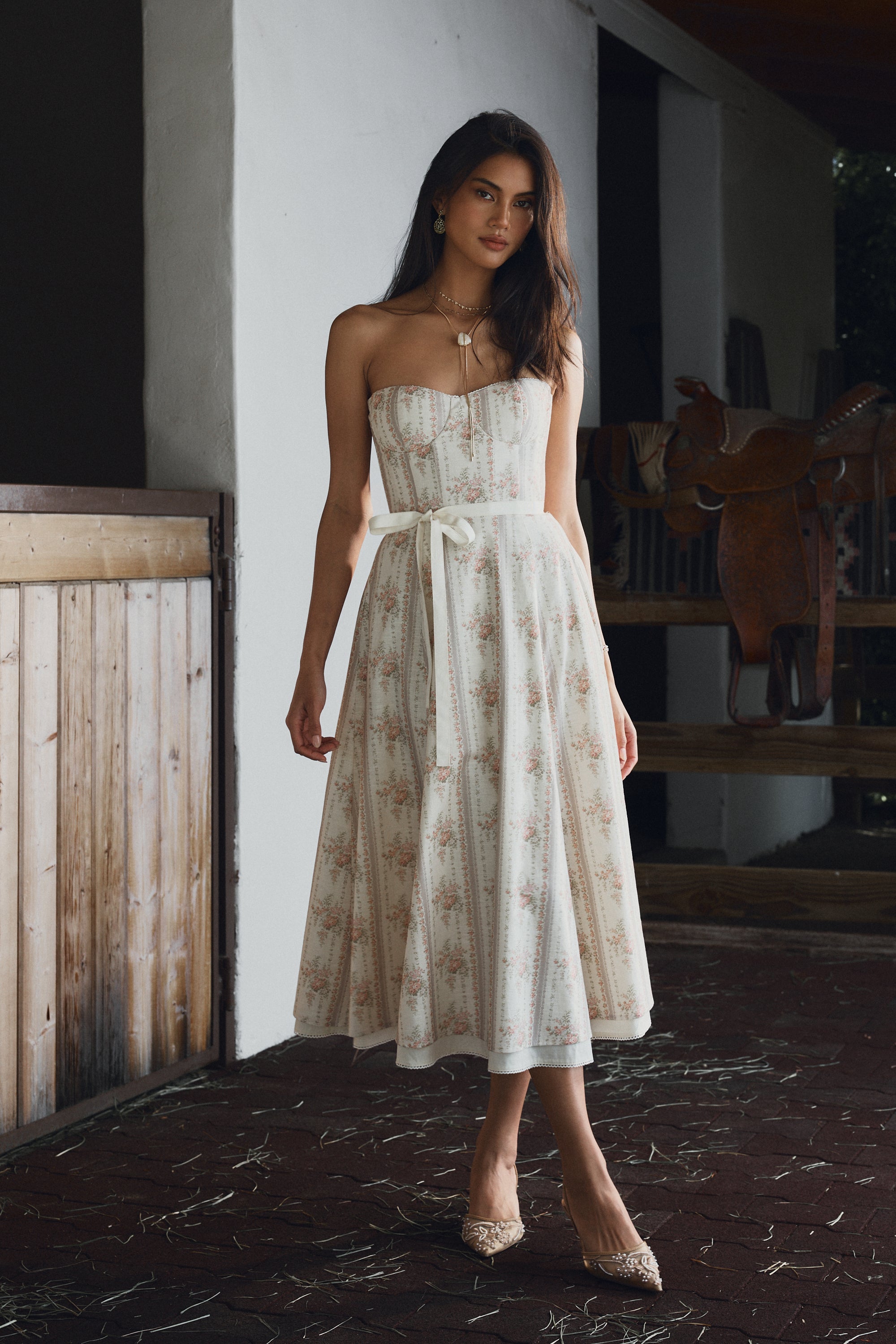 The Vanessa Dress in Vintage Victorian Stripe 6 / Vintage Victorian Stripe