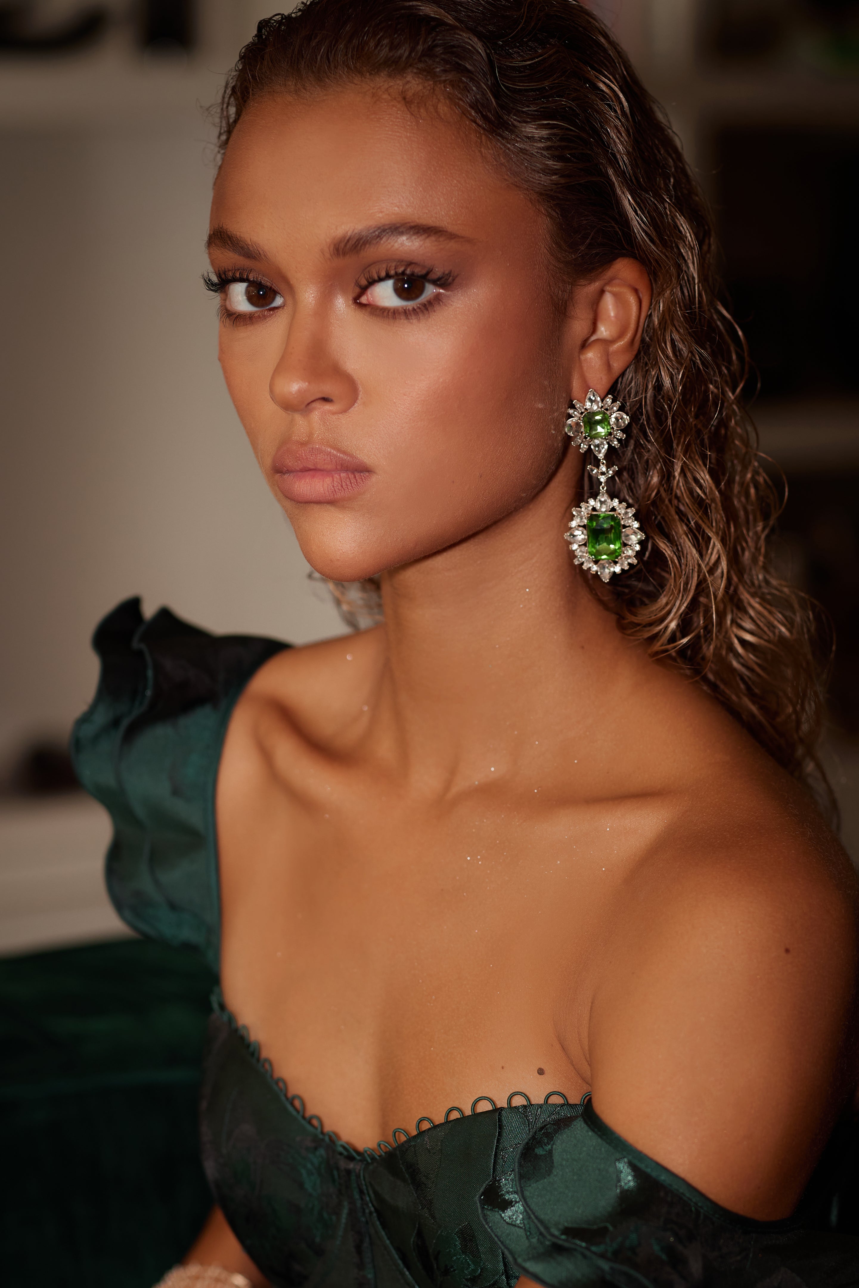The Ravenna Earring in Green Tourmaline The Ravenna Earring in Green Tourmaline