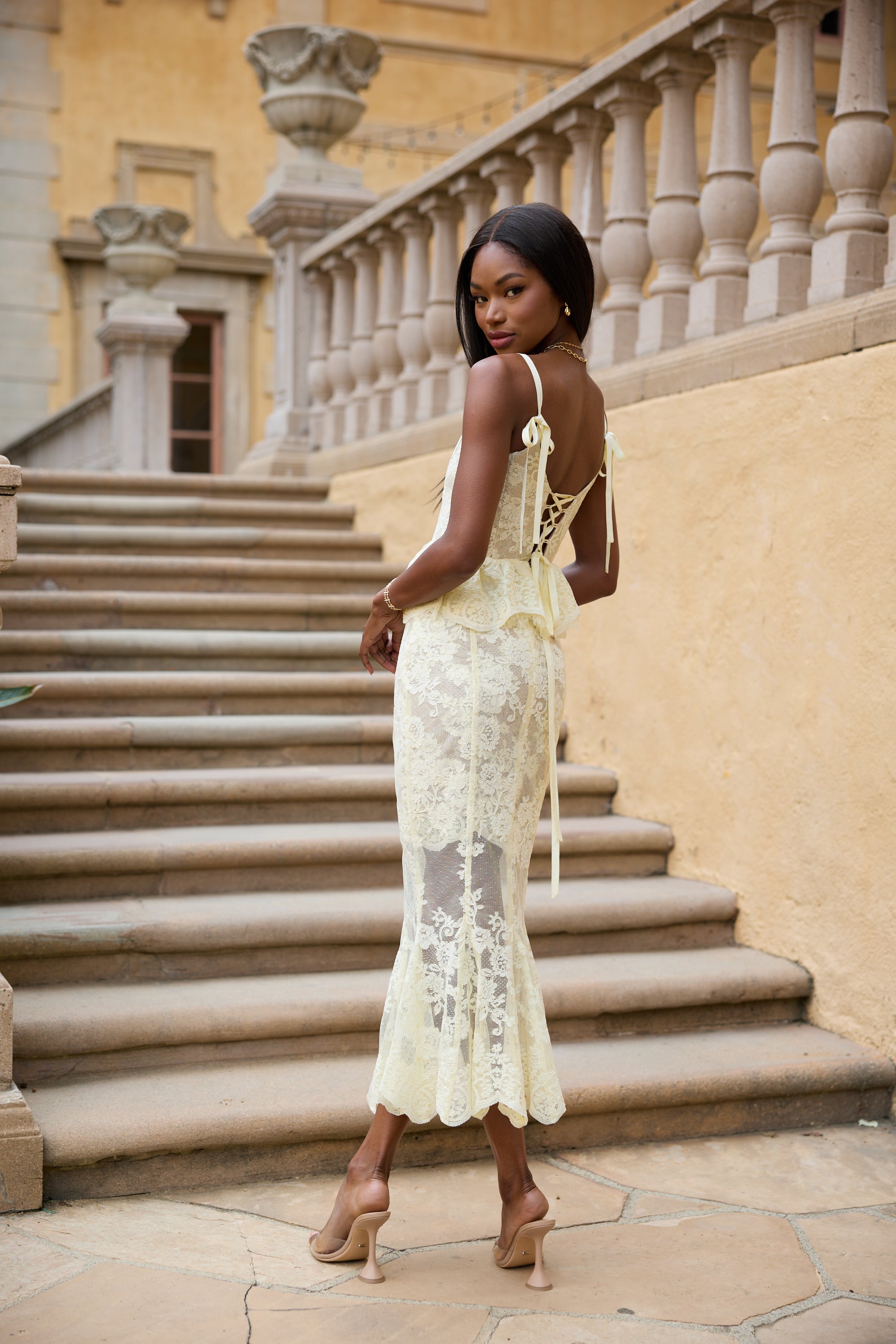 The Vinetta Set in Transparent Yellow Lace 0 / Transparent Yellow Lace The Vinetta Set in Transparent Yellow Lace 0 / Transparent Yellow Lace