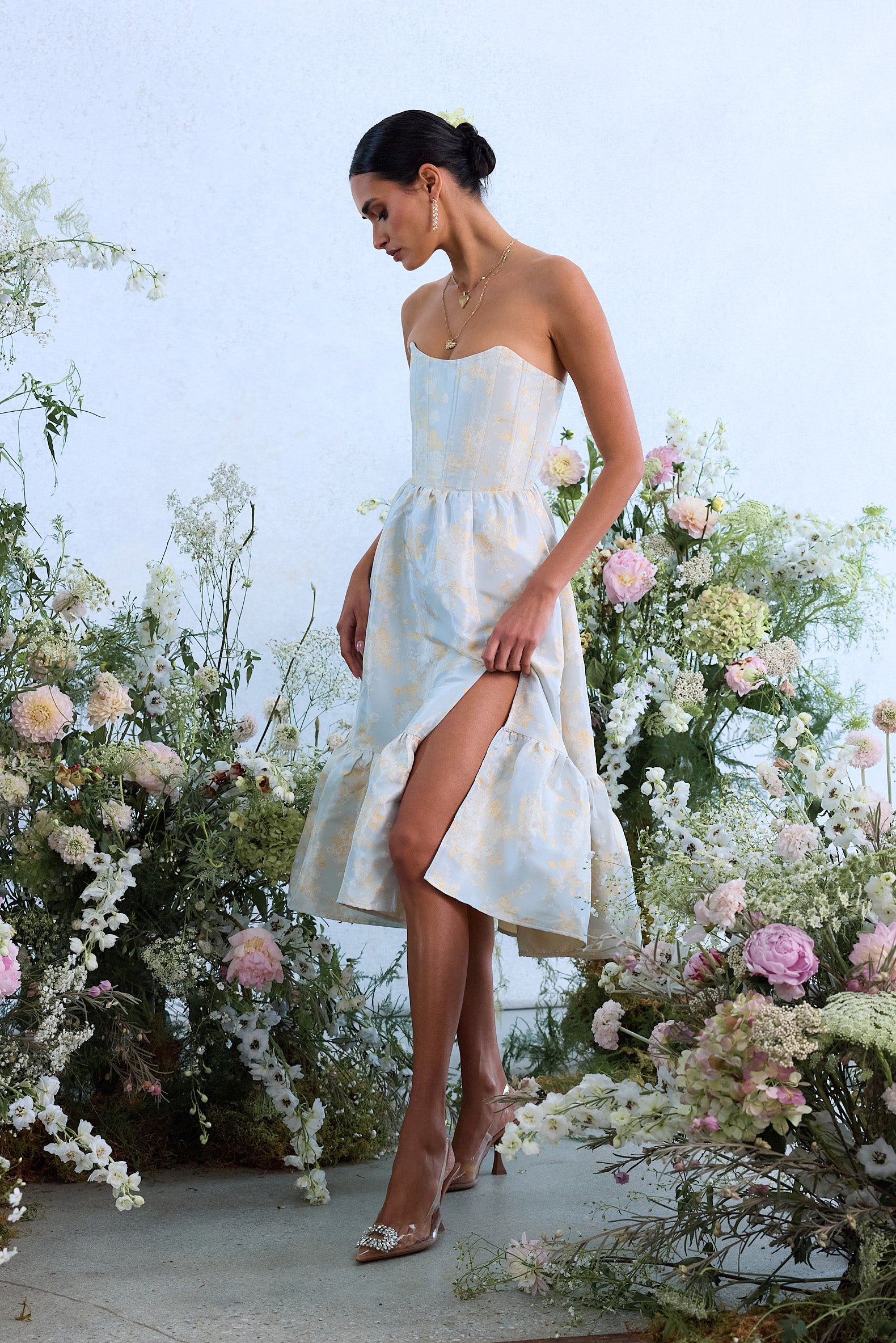 The Virginia Dress in Sky Windsor Brocade – V. Chapman
