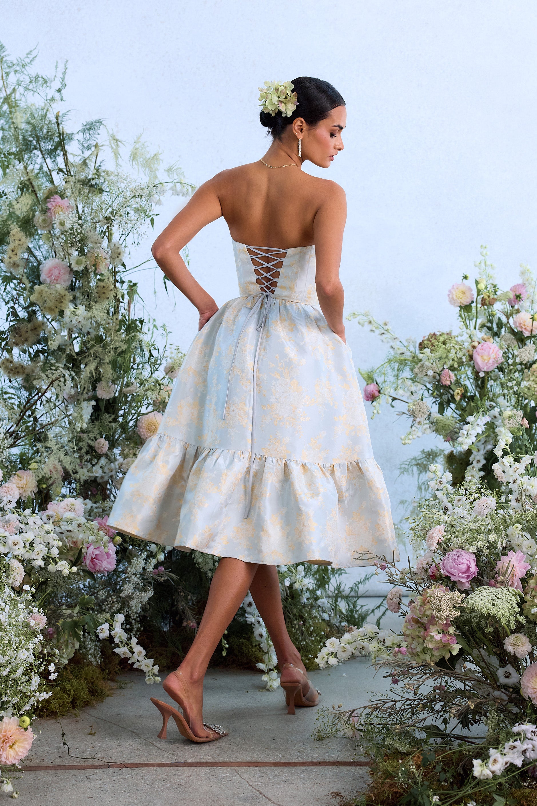 The Virginia Dress in Sky Windsor Brocade 2 / Sky Windsor Brocade