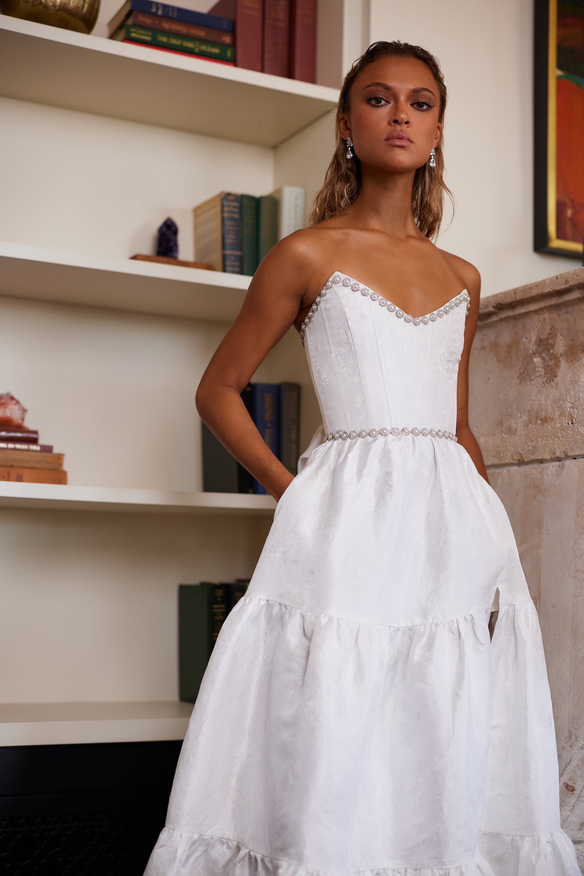 The Vivian Dress in White Windsor Brocade US 00 / White Windsor Brocade The Vivian Dress in White Windsor Brocade US 00 / White Windsor Brocade