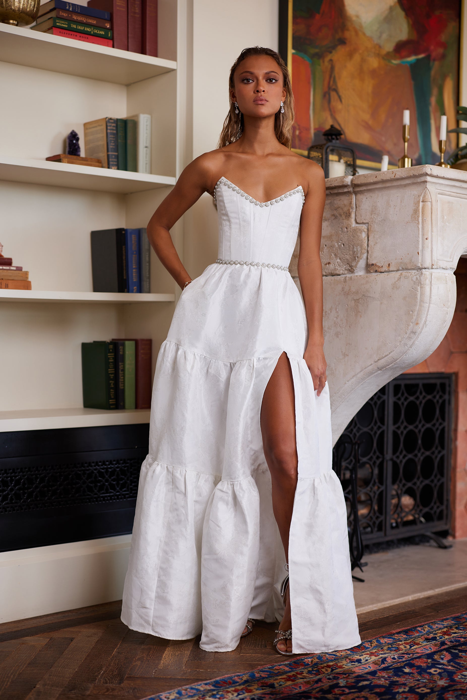 The Vivian Dress in White Windsor Brocade US 00 / White Windsor Brocade The Vivian Dress in White Windsor Brocade US 00 / White Windsor Brocade