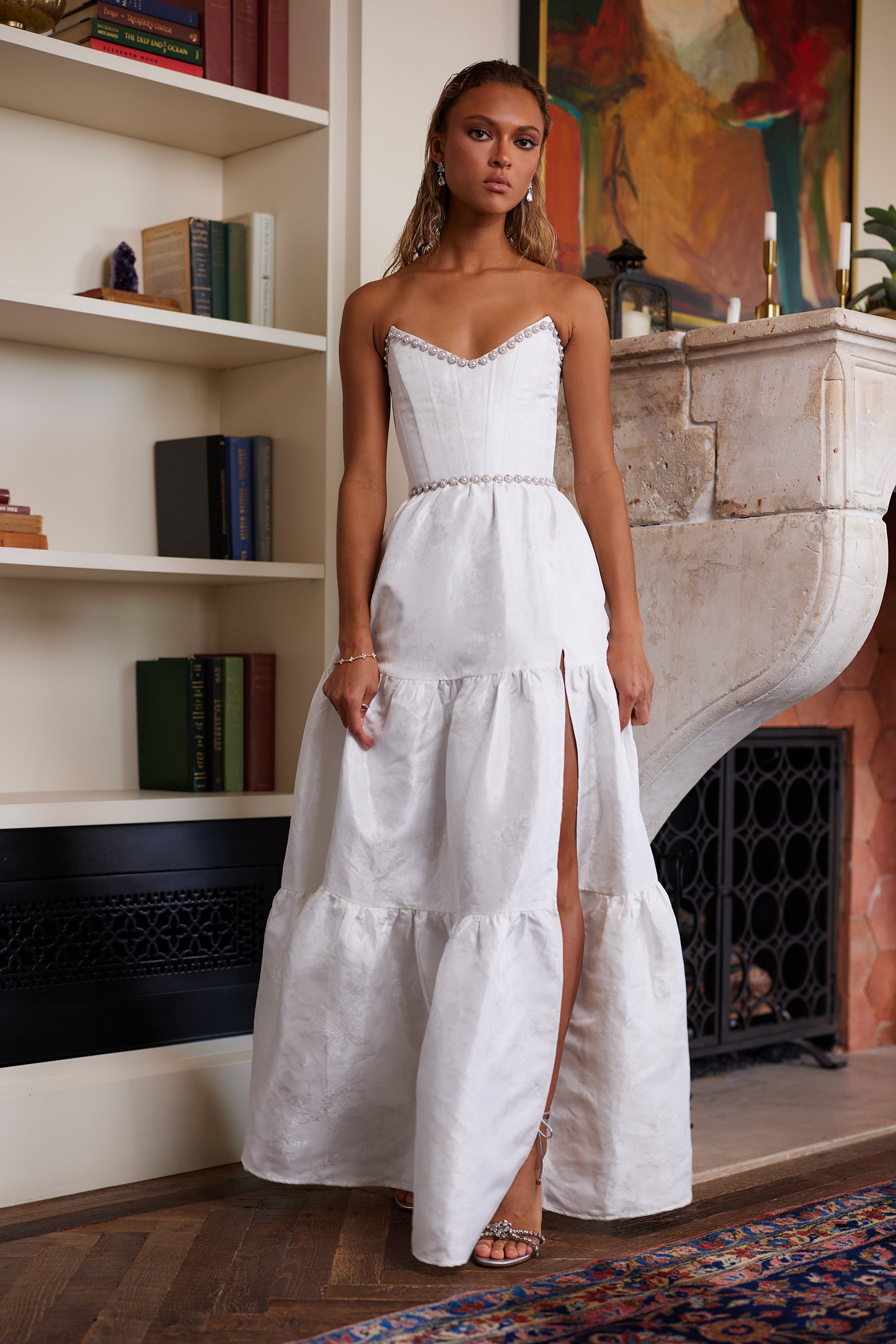 The Vivian Dress in White Windsor Brocade US 00 / White Windsor Brocade The Vivian Dress in White Windsor Brocade US 00 / White Windsor Brocade