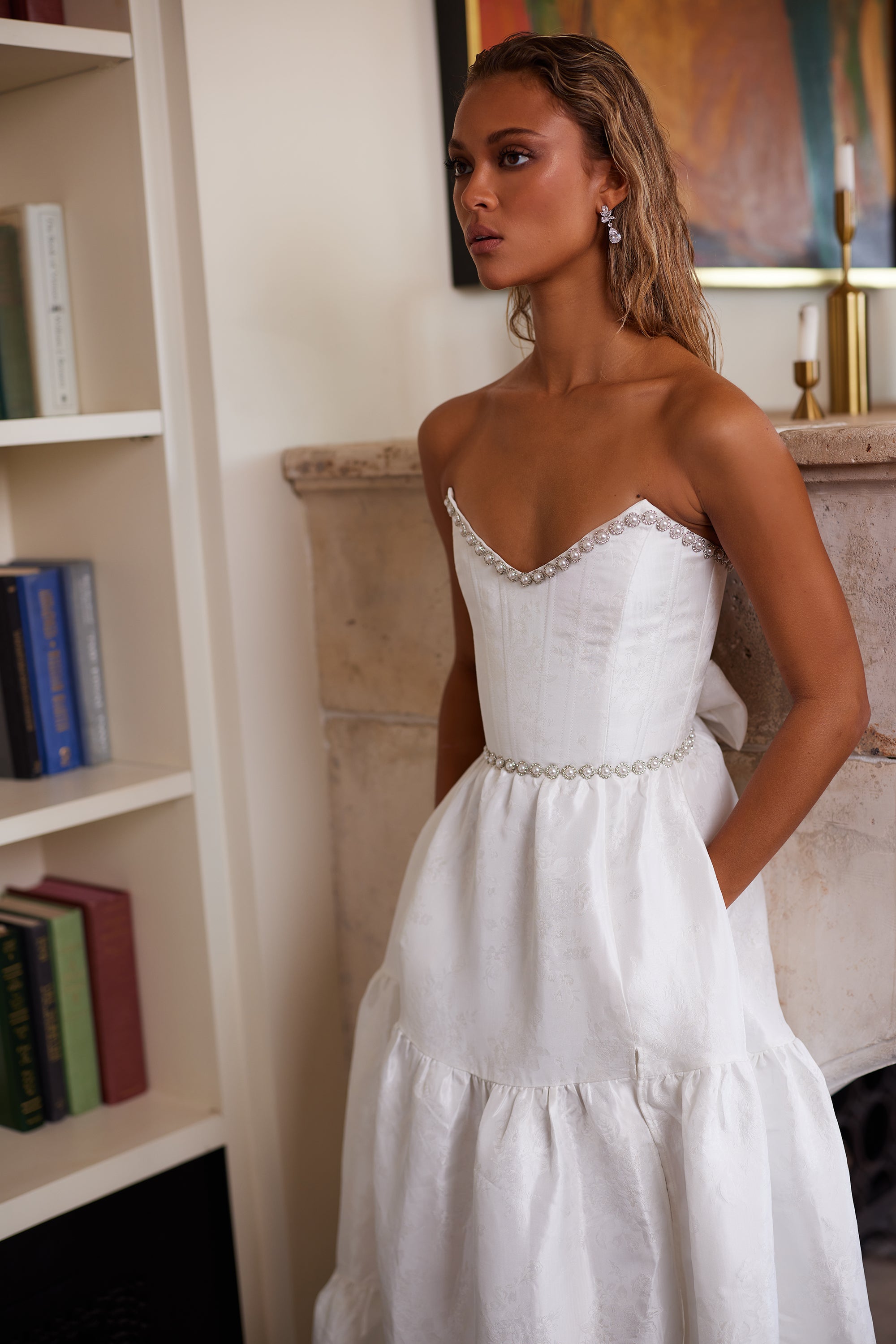 v chapman short white dress The Kate Dress in White Windsor Brocade 0 / White Windsor Brocade