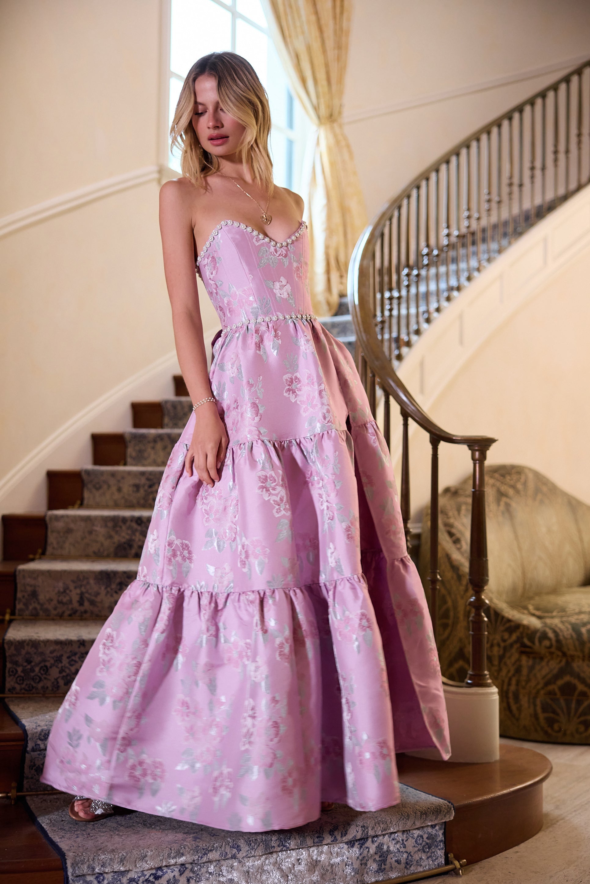The Vivian Dress in Orchid Baroque Floral – V. Chapman