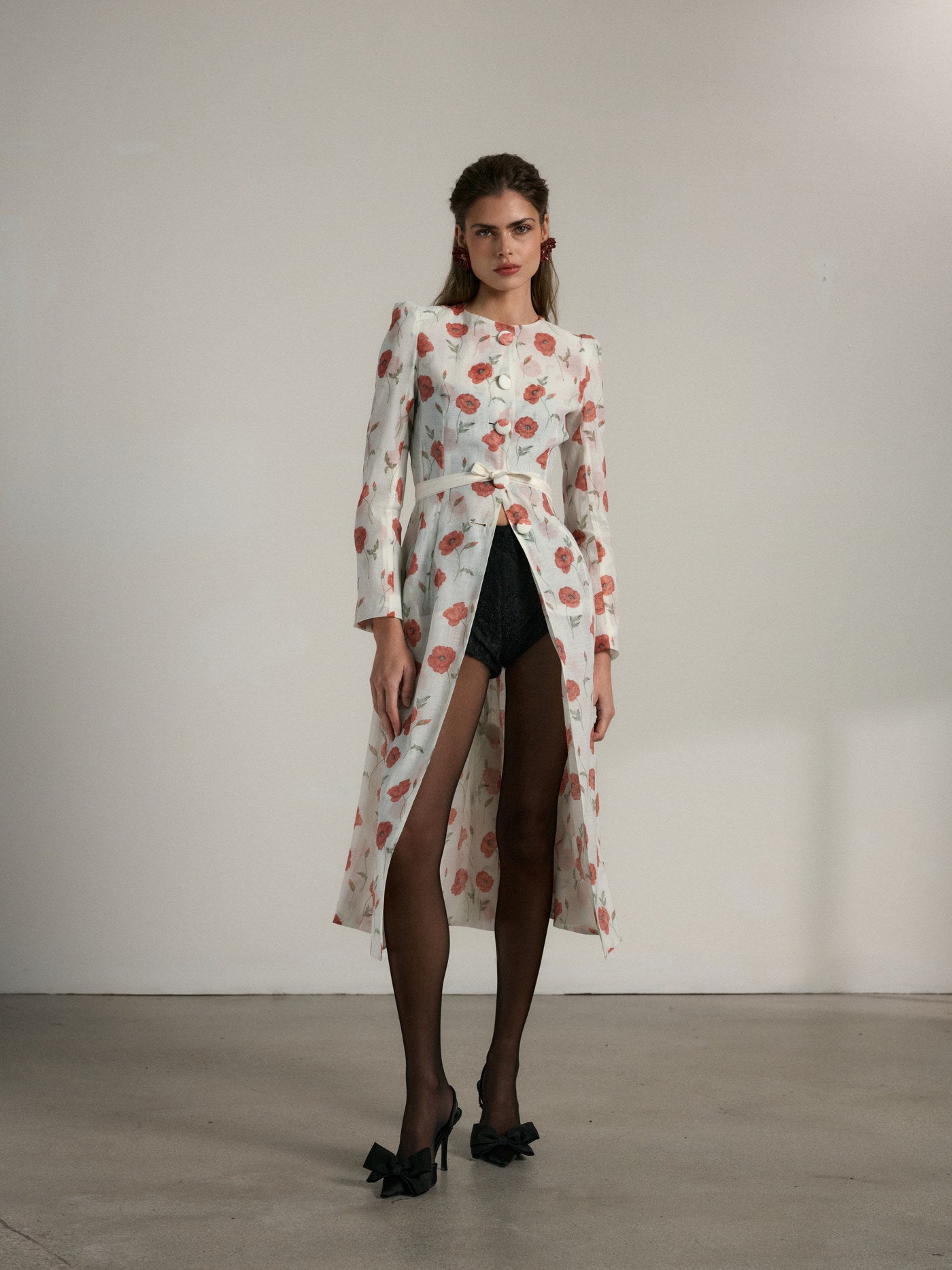 Pale floral coat dress