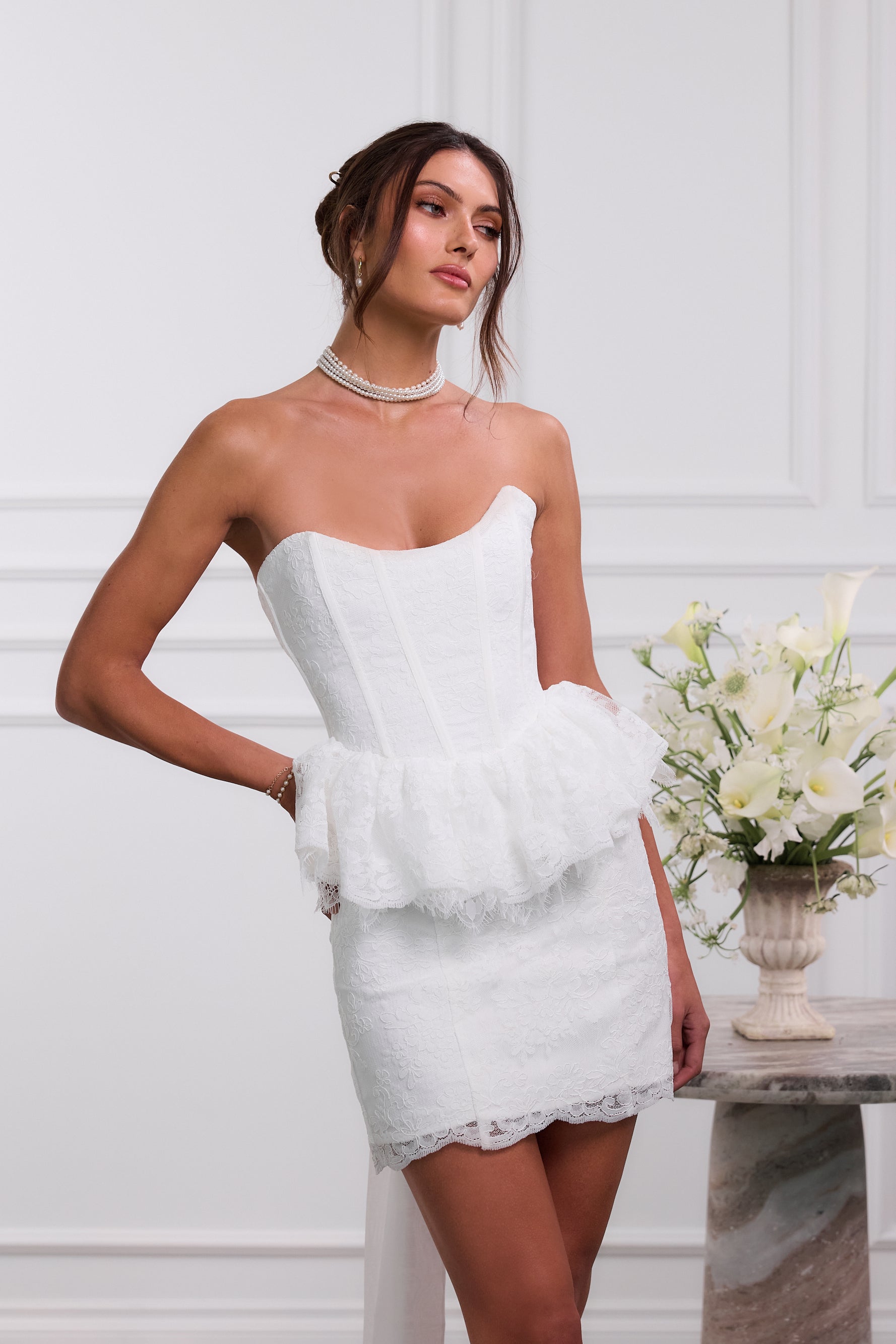 The Winnie Dress in White Chantilly Lace 14 / White Chantilly Lace The Winnie Dress in White Chantilly Lace 14 / White Chantilly Lace