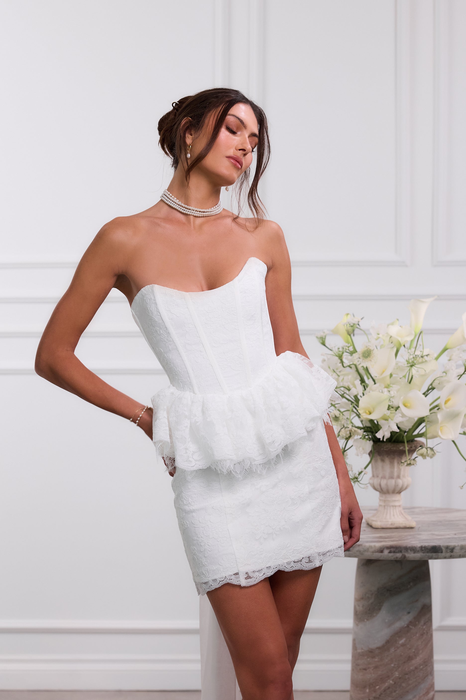 The Winnie Dress in White Chantilly Lace 14 / White Chantilly Lace The Winnie Dress in White Chantilly Lace 14 / White Chantilly Lace