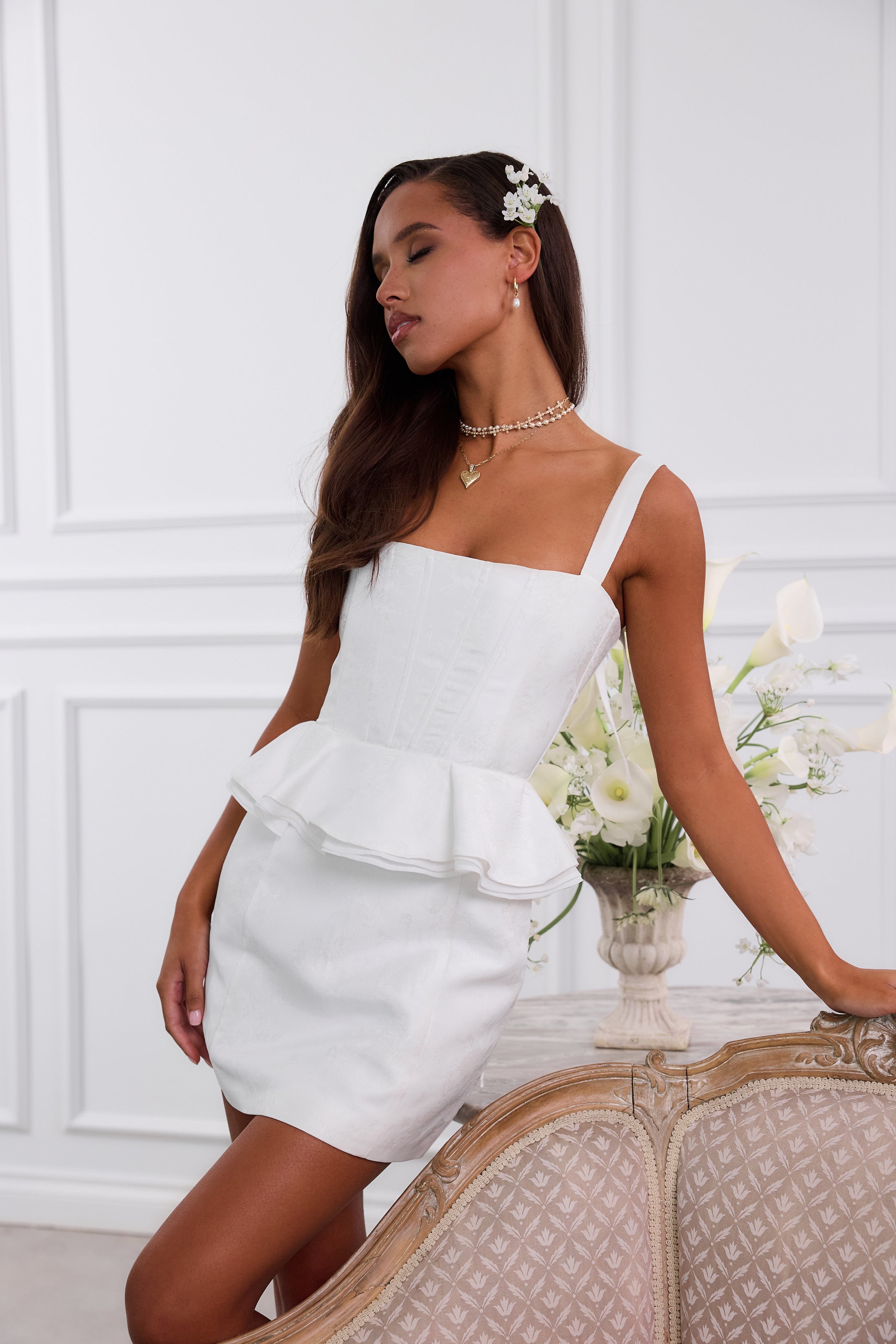 The Winter Dress in White Windsor Brocade 14 / White Windsor Brocade The Winter Dress in White Windsor Brocade 14 / White Windsor Brocade
