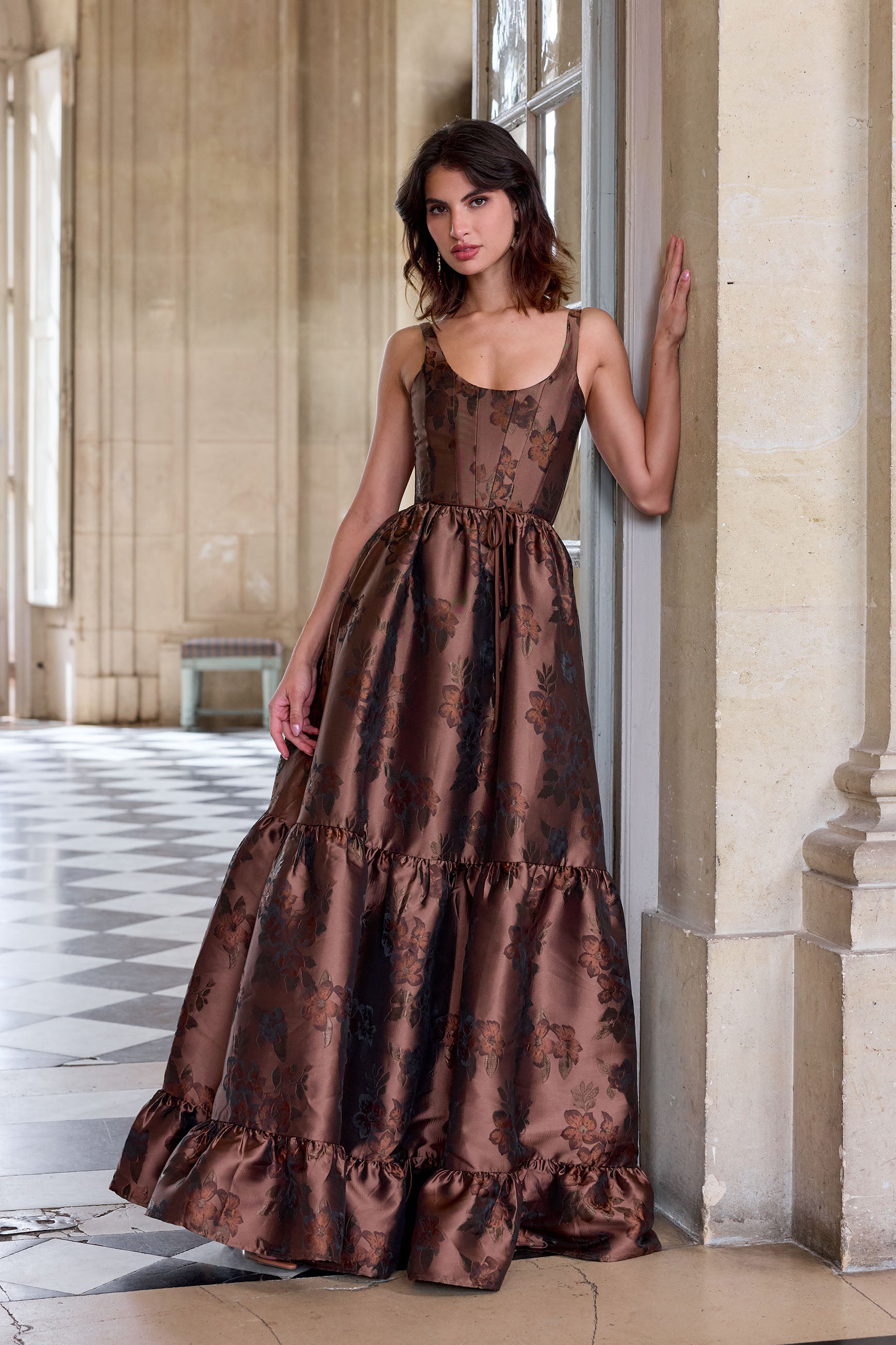 The Avery Dress in Cocoa Baroque Floral – V. Chapman