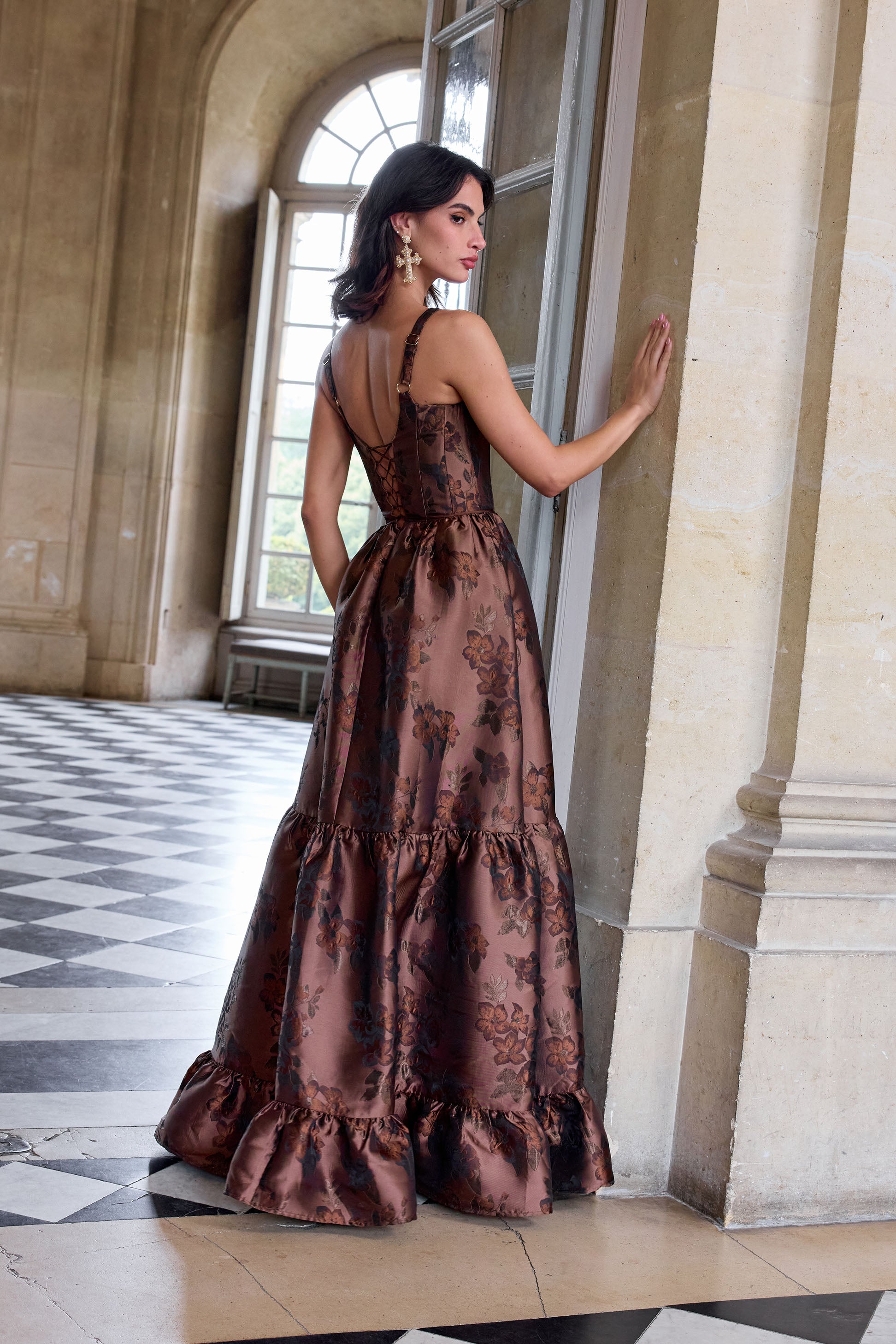 The Avery Dress in Cocoa Baroque Floral 10 / Cocoa Baroque Floral The Avery Dress in Cocoa Baroque Floral 10 / Cocoa Baroque Floral