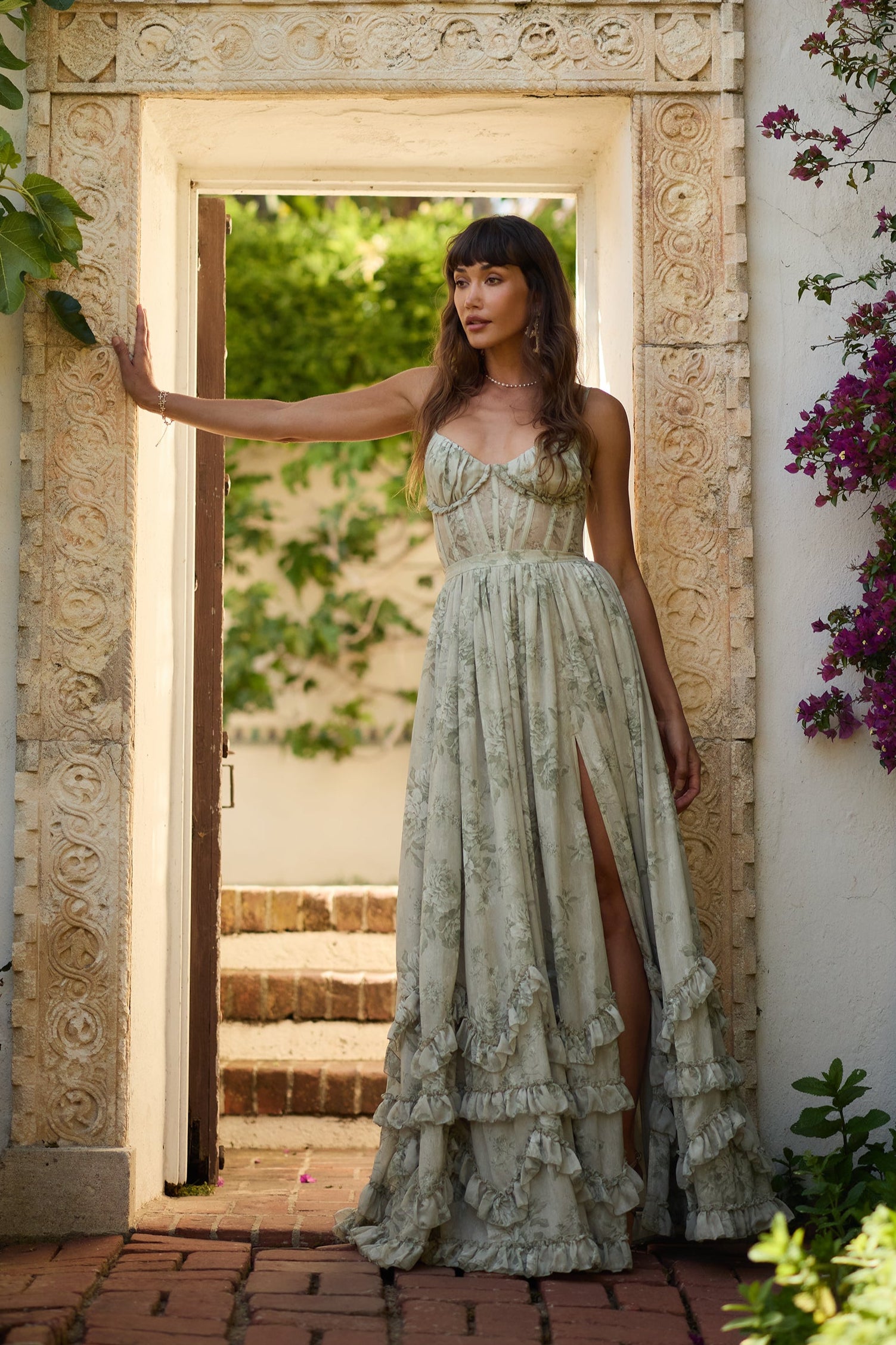 The Carmen Dress in Sage Tapestry 00 / Sage Tapestry
