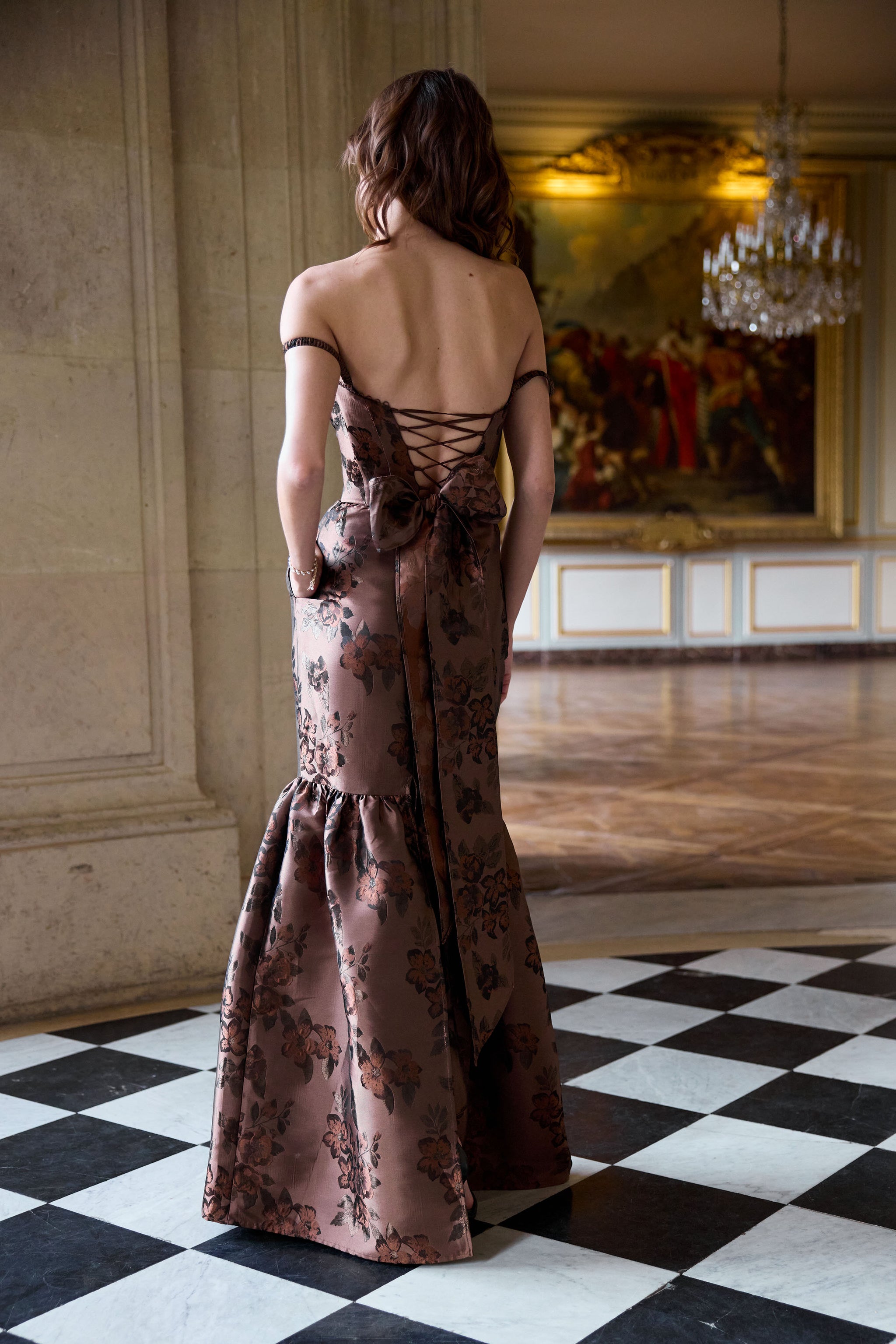The Cherie Dress in Cocoa Baroque Floral 12 / Cocoa Baroque Floral