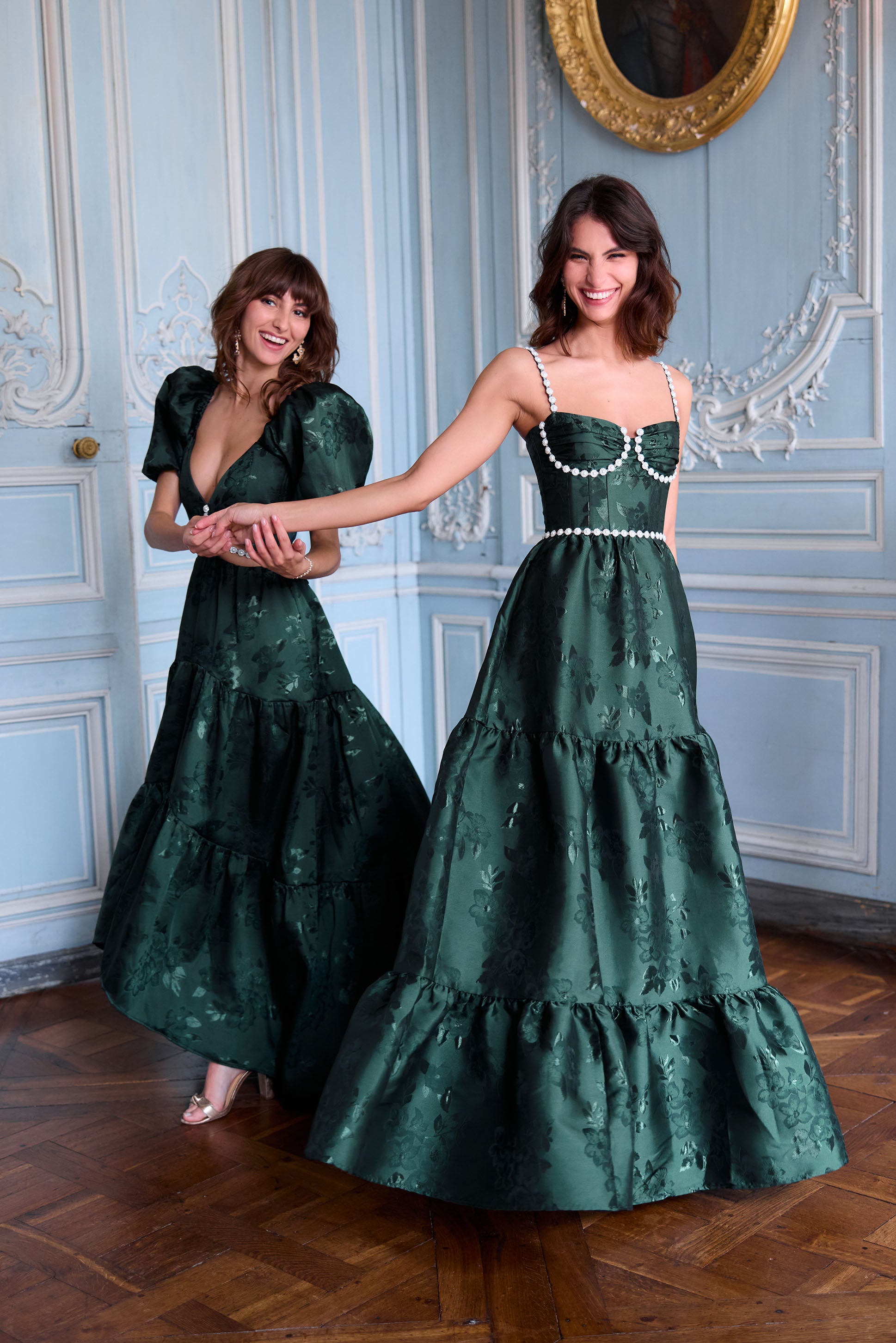 The Emma Dress in Emerald Baroque Floral 6 / Emerald Baroque Floral The Emma Dress in Emerald Baroque Floral 6 / Emerald Baroque Floral