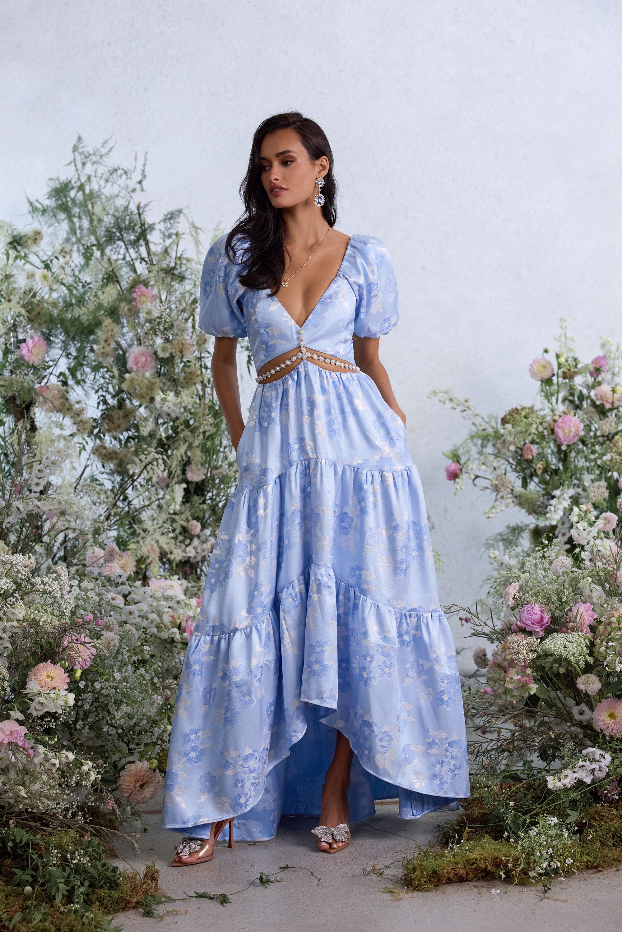 emma and michele blue dress Blue Floral Dress