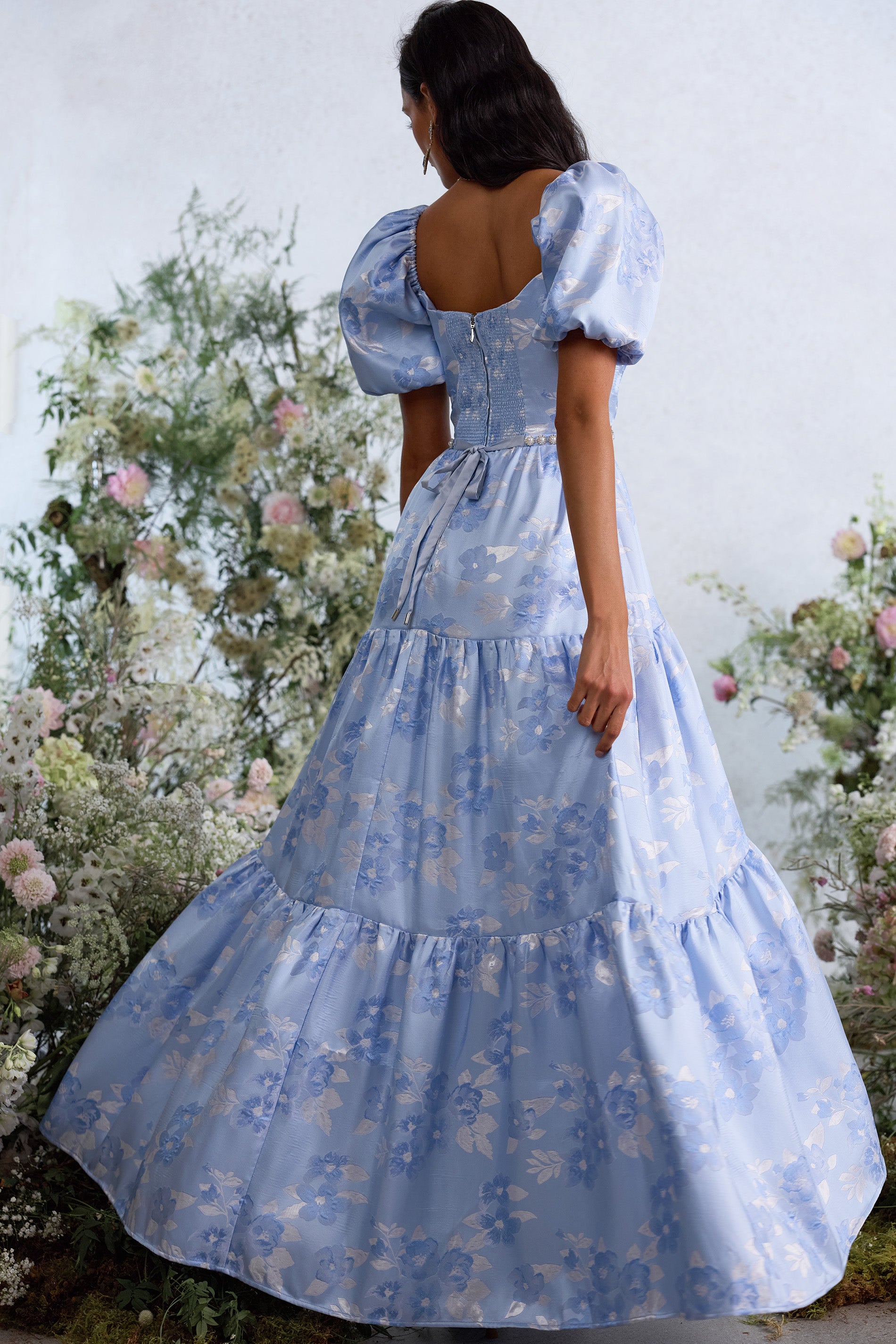 v. chapman emma v-neck a-line brocade cutout maxi dress The Emma Dress in Taupe Windsor Brocade 6 / Taupe Windsor Brocade