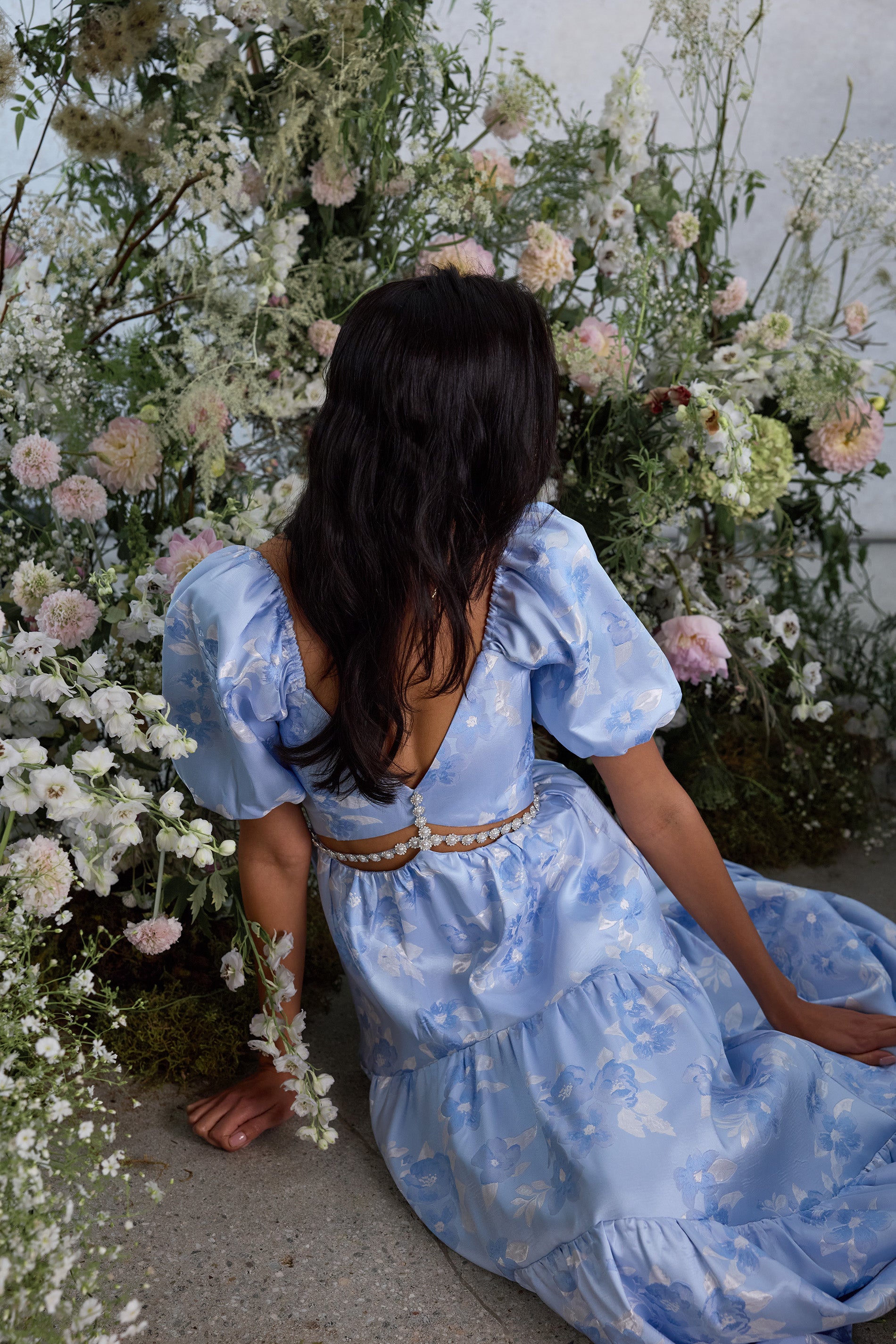 The Emma Dress in Chambray Blue Baroque 2 / Chambray Blue Baroque