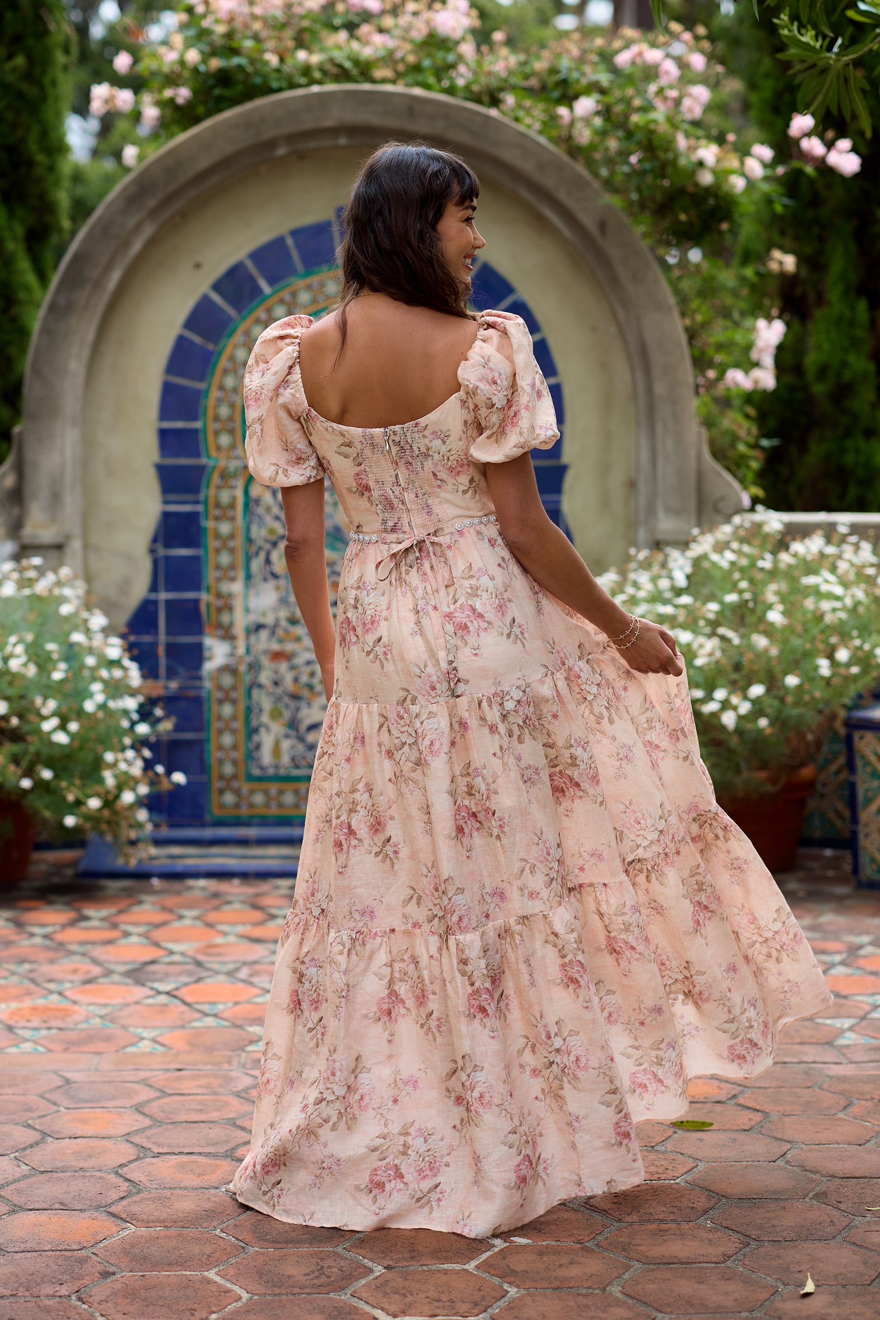 The Emma Dress in Peach Tapestry 0 / Peach Tapestry The Emma Dress in Peach Tapestry 0 / Peach Tapestry