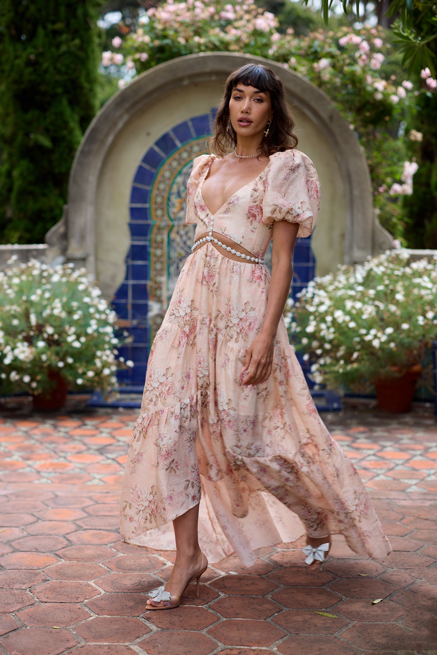 The Emma Dress in Peach Tapestry – V. Chapman