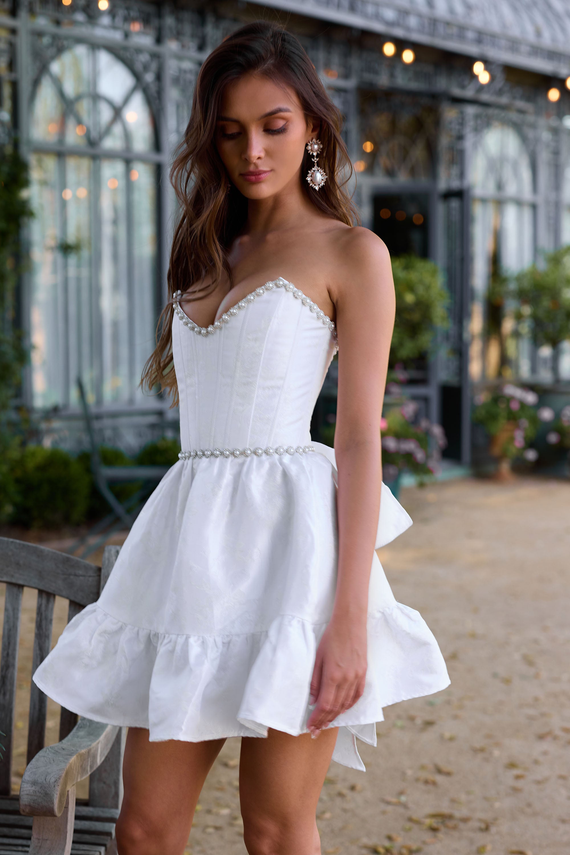 The Evie Dress in White Windsor Brocade 10 / White Windsor Brocade The Evie Dress in White Windsor Brocade 10 / White Windsor Brocade