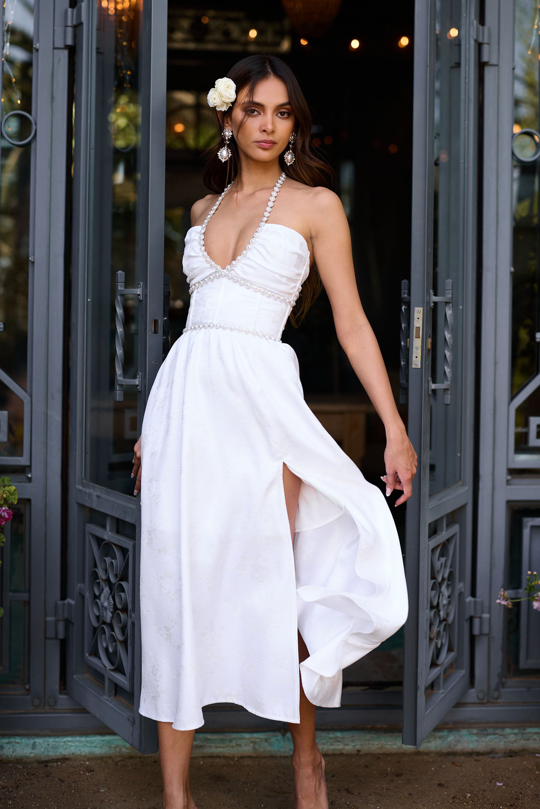 The Heidi Dress in White Windsor Brocade 8 / White Windsor Brocade The Heidi Dress in White Windsor Brocade 8 / White Windsor Brocade
