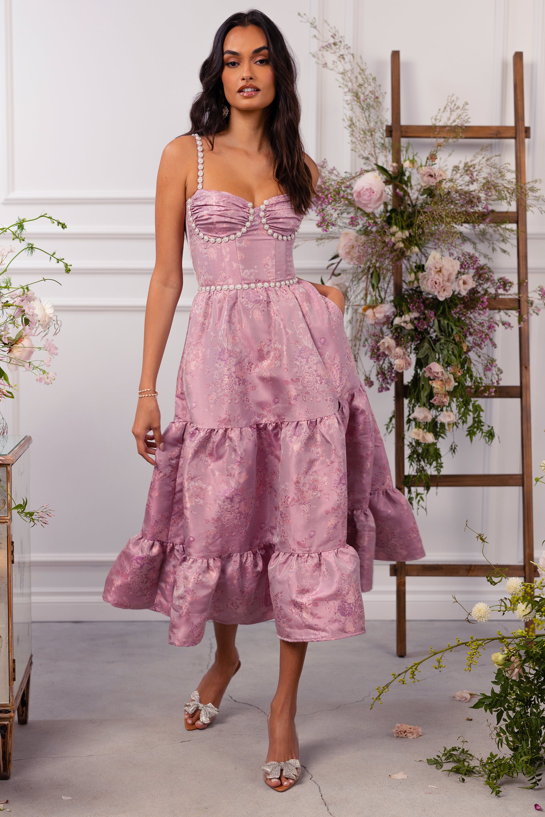 ANDRÉSD V line jacquard dress The Lorenza Dress in Orchid Haze Windsor – V. Chapman