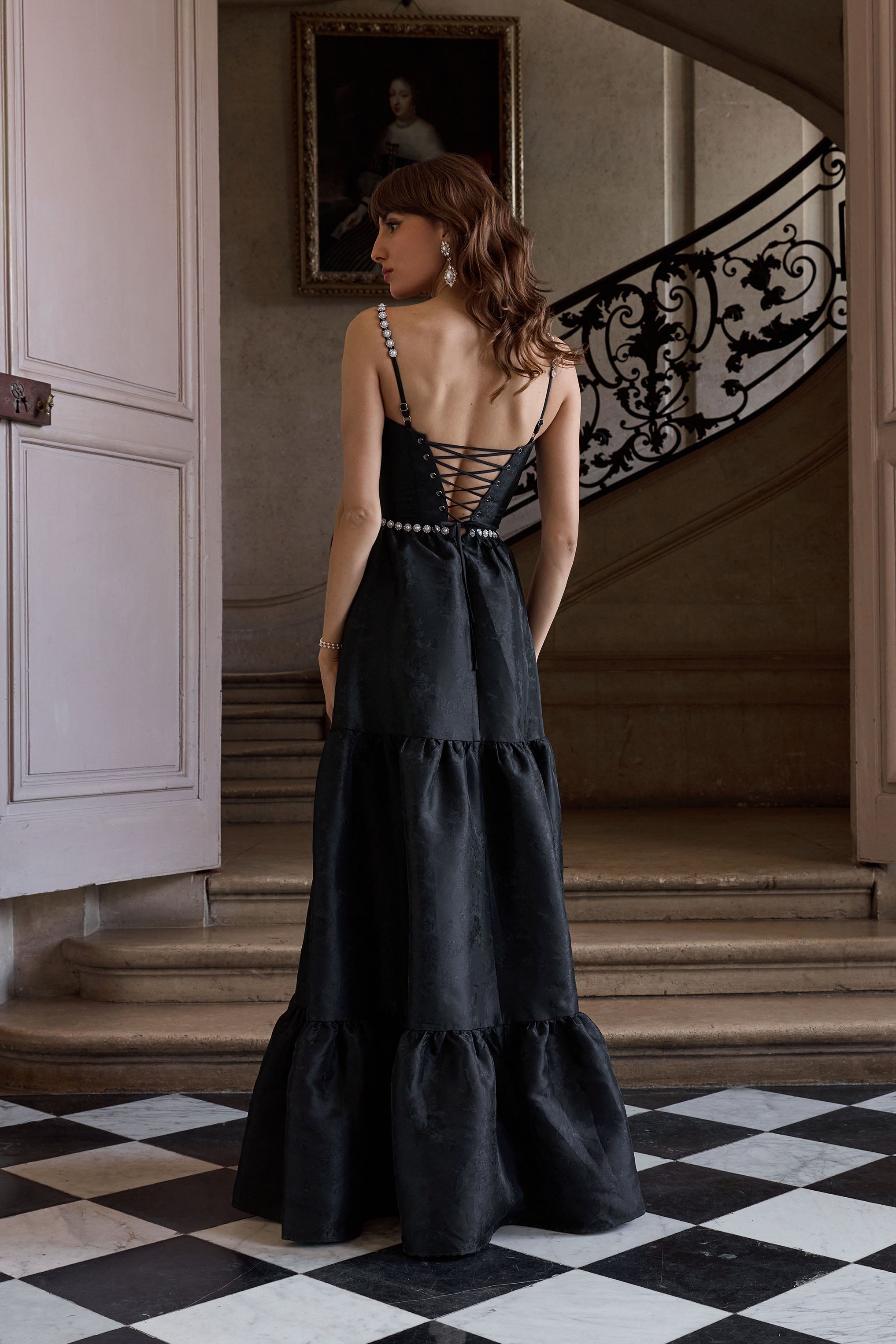 The Lucetta Dress in Black Windsor Brocade 18 / Black Windsor Brocade The Lucetta Dress in Black Windsor Brocade 18 / Black Windsor Brocade
