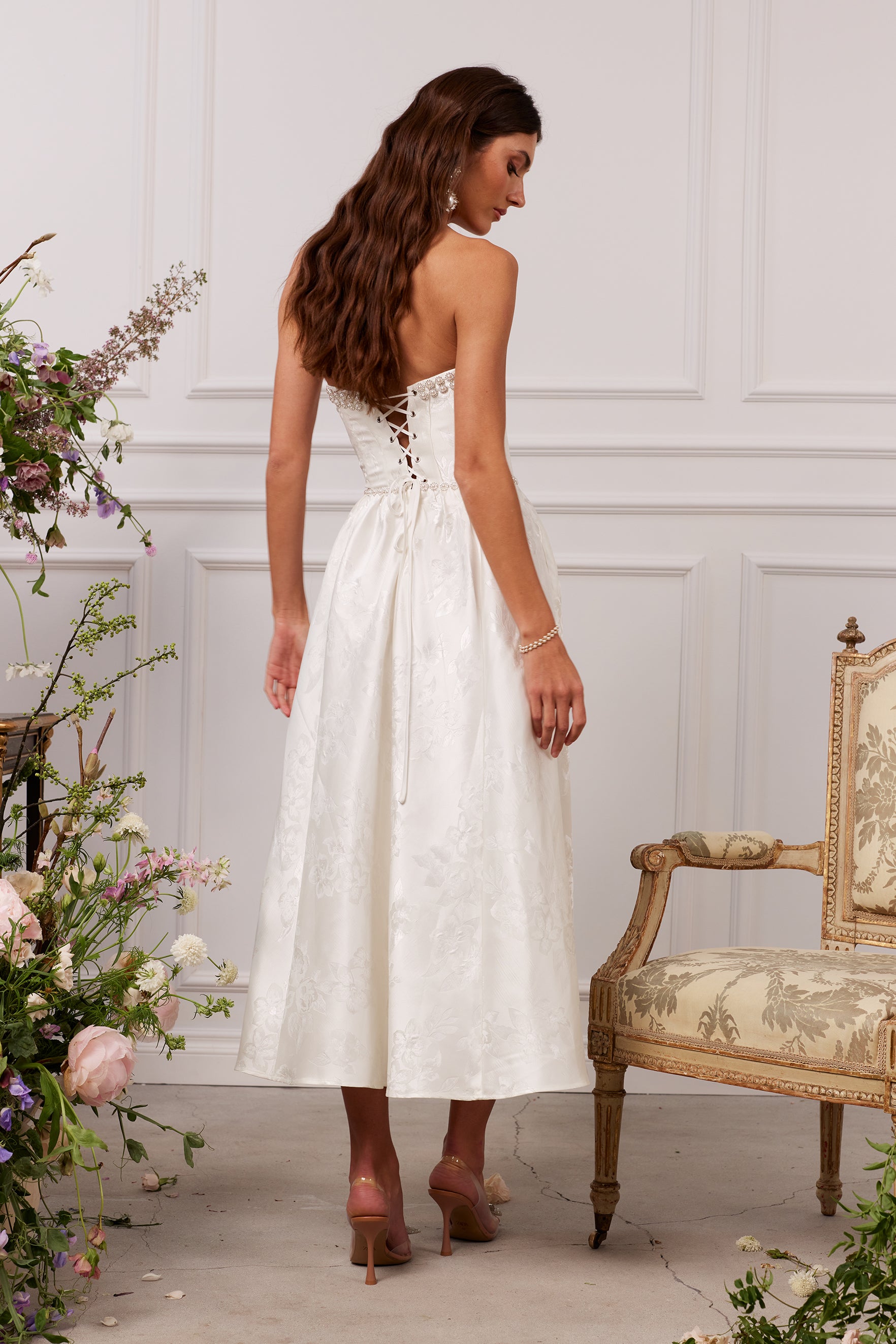 The Lucia Dress in White Baroque Floral V. Chapman The Lucia Dress in White Baroque Floral V. Chapman