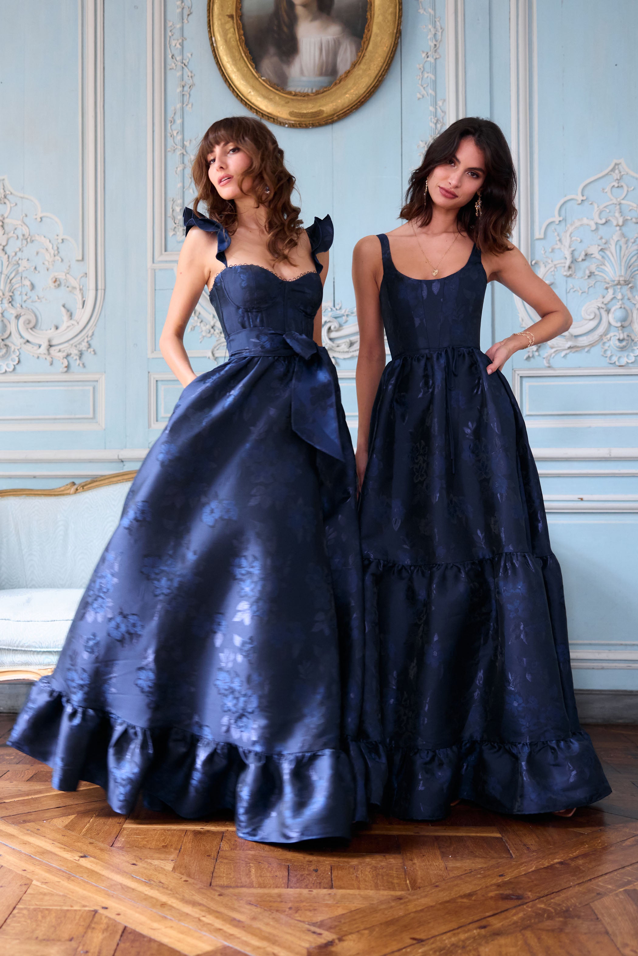 The Veronica Dress in Navy Baroque Floral V. Chapman The Veronica Dress in Navy Baroque Floral V. Chapman