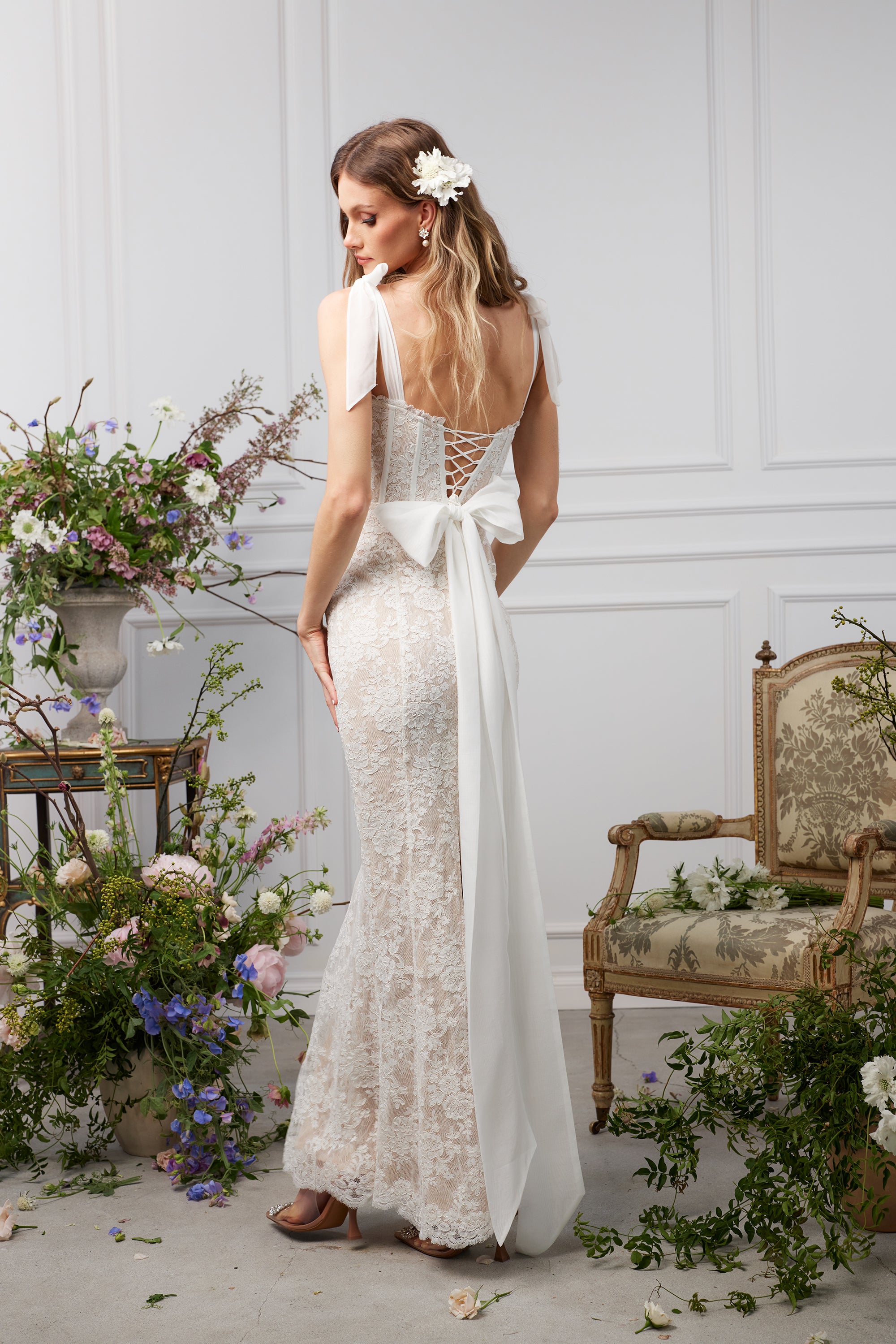 The Romanza Dress in White Chantilly Lace 12 / White Chantilly Lace The Romanza Dress in White Chantilly Lace 12 / White Chantilly Lace