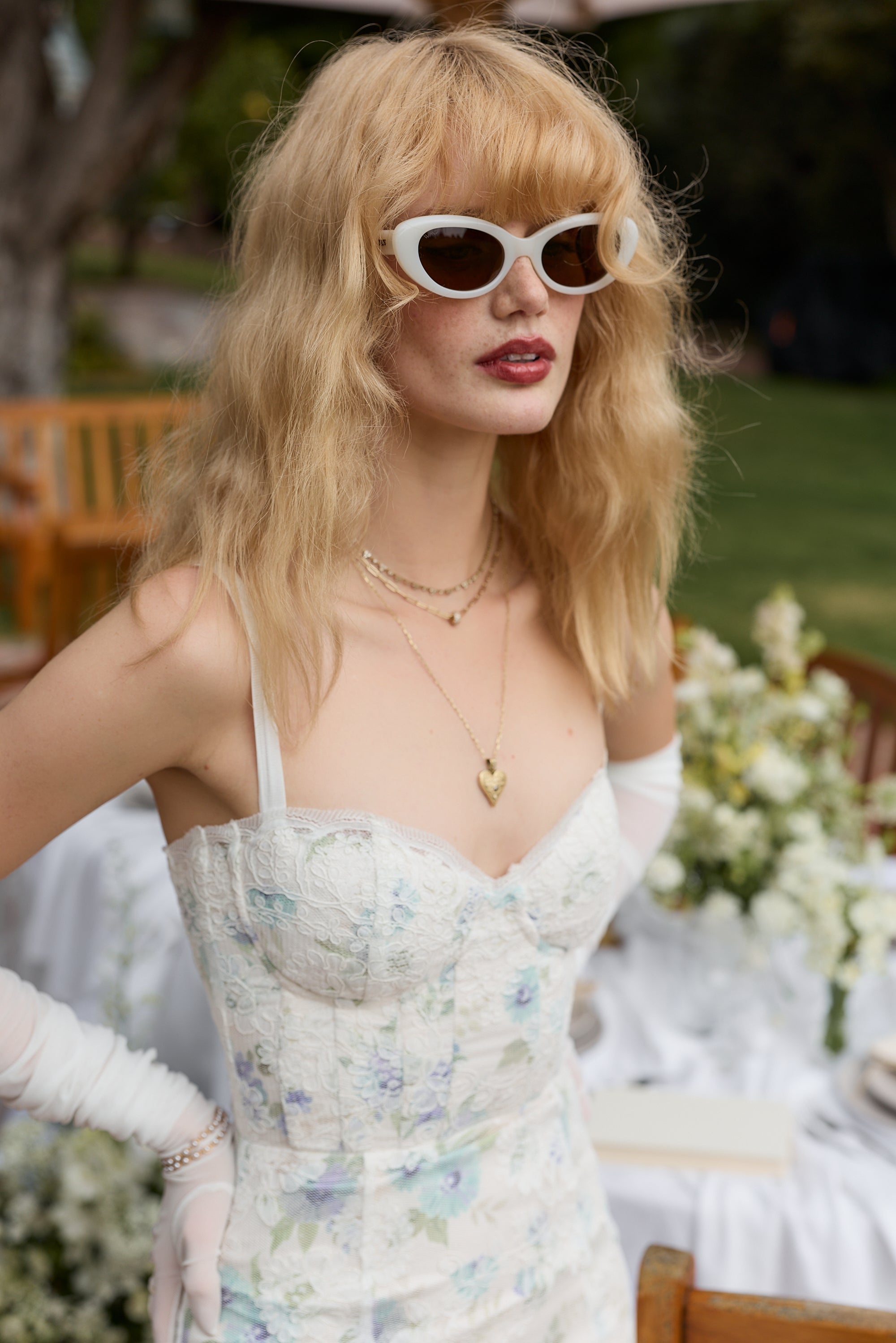corset watercolor ditsy dress Windsor Garden Party Goals Floral Corset A-Line Midi Dress