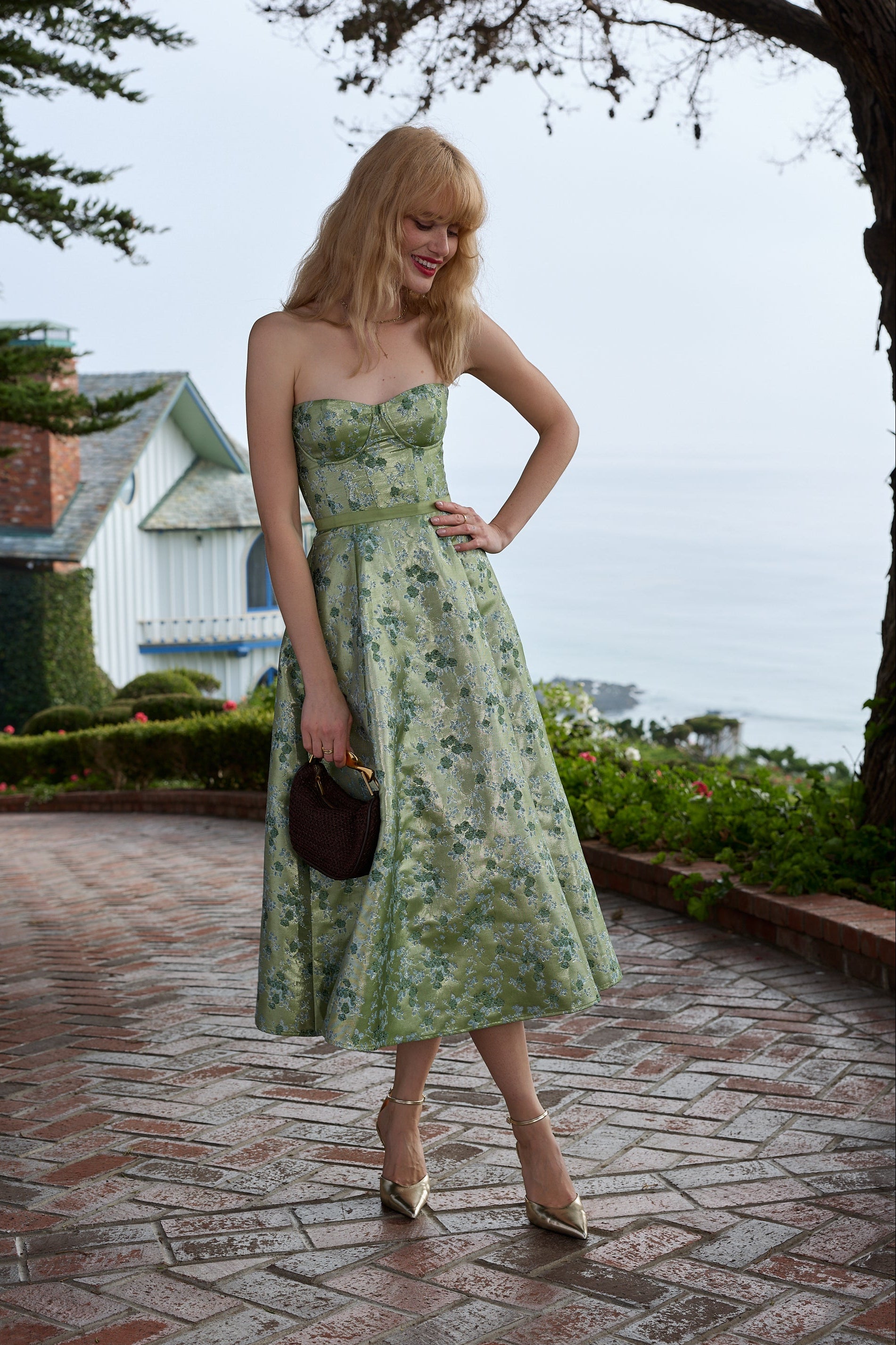 The Vanessa Dress in Peridot Cheverny Brocade 14 / Peridot Cheverny Brocade The Vanessa Dress in Peridot Cheverny Brocade 14 / Peridot Cheverny Brocade