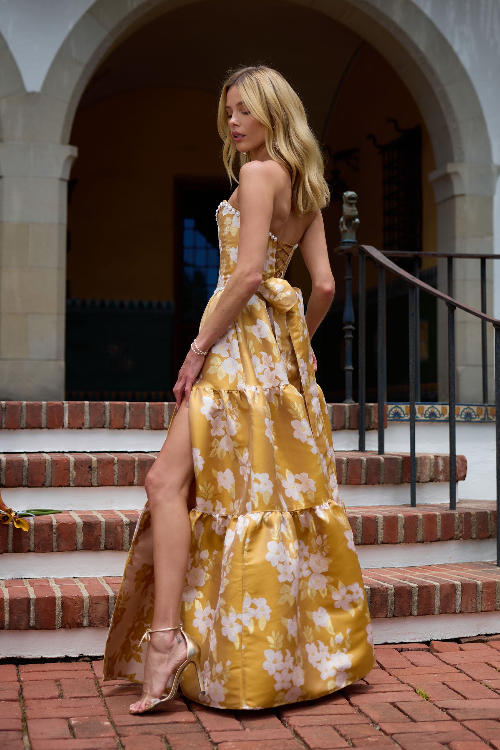 slim fit dress slacks Petal and Pup Women's Kleo One Shoulder Maxi Dress
