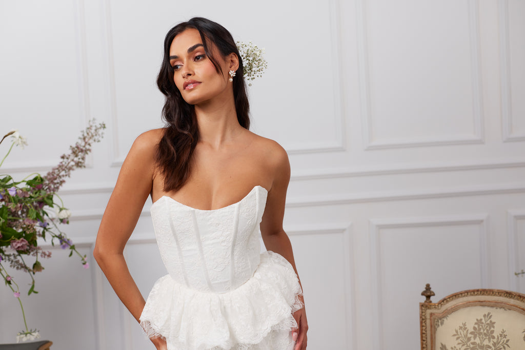 Lotus-Romantic wedding dress with high neckline - Victoria & Vincent