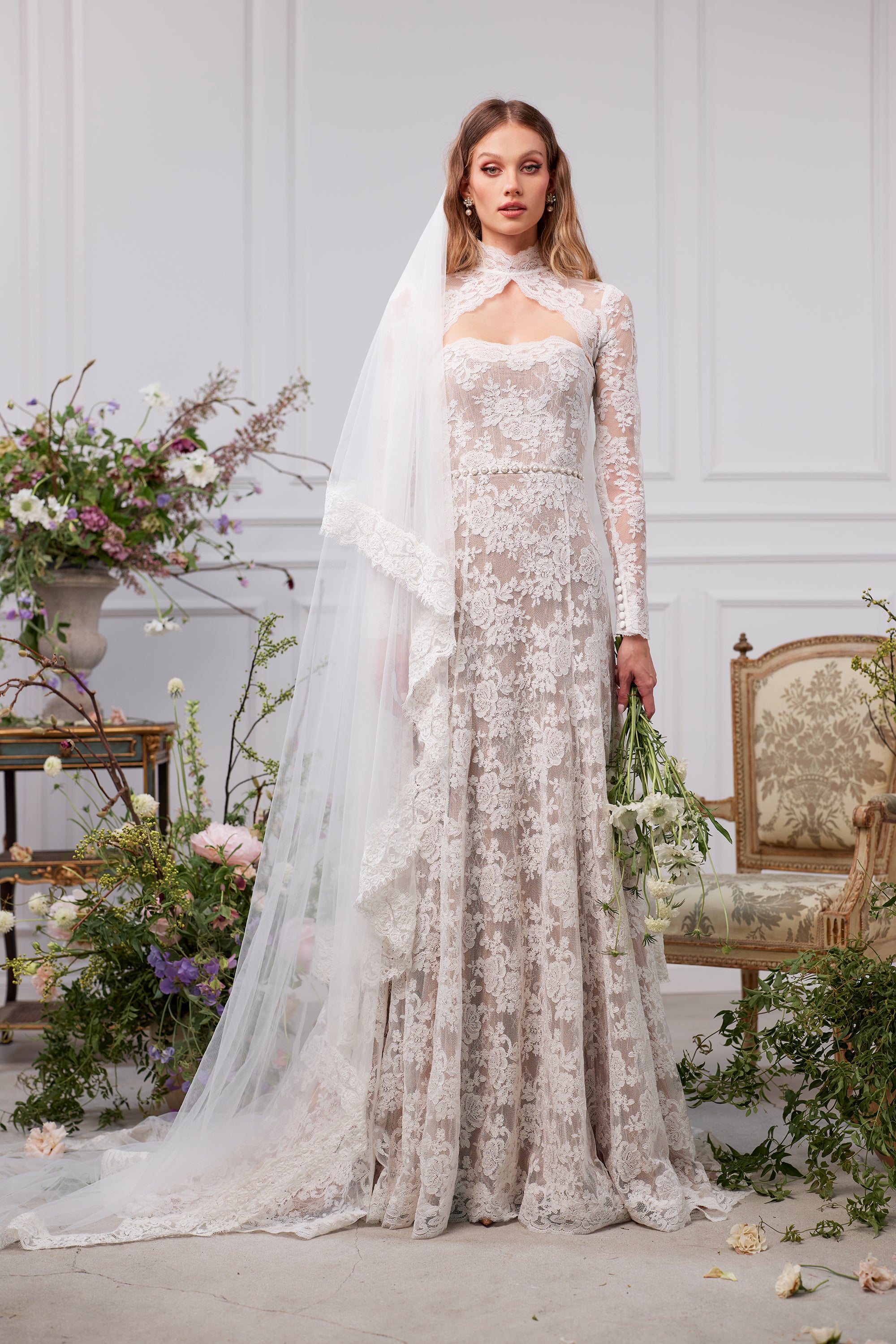 v chapman white dress The Whitby Gown in White Chantilly Lace 14 / White Chantilly Lace