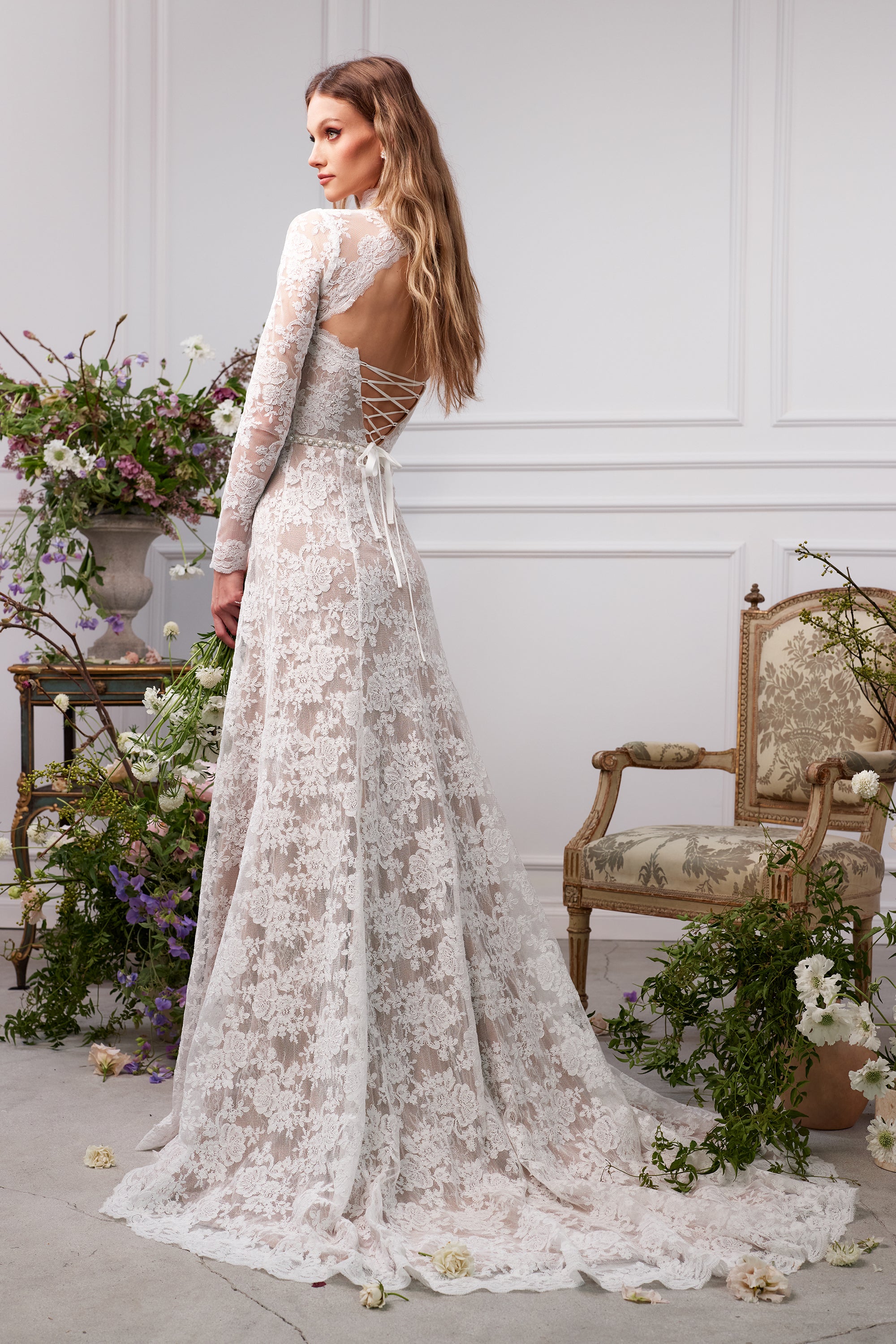 The Whitby Gown in White Chantilly Lace 14 / White Chantilly Lace