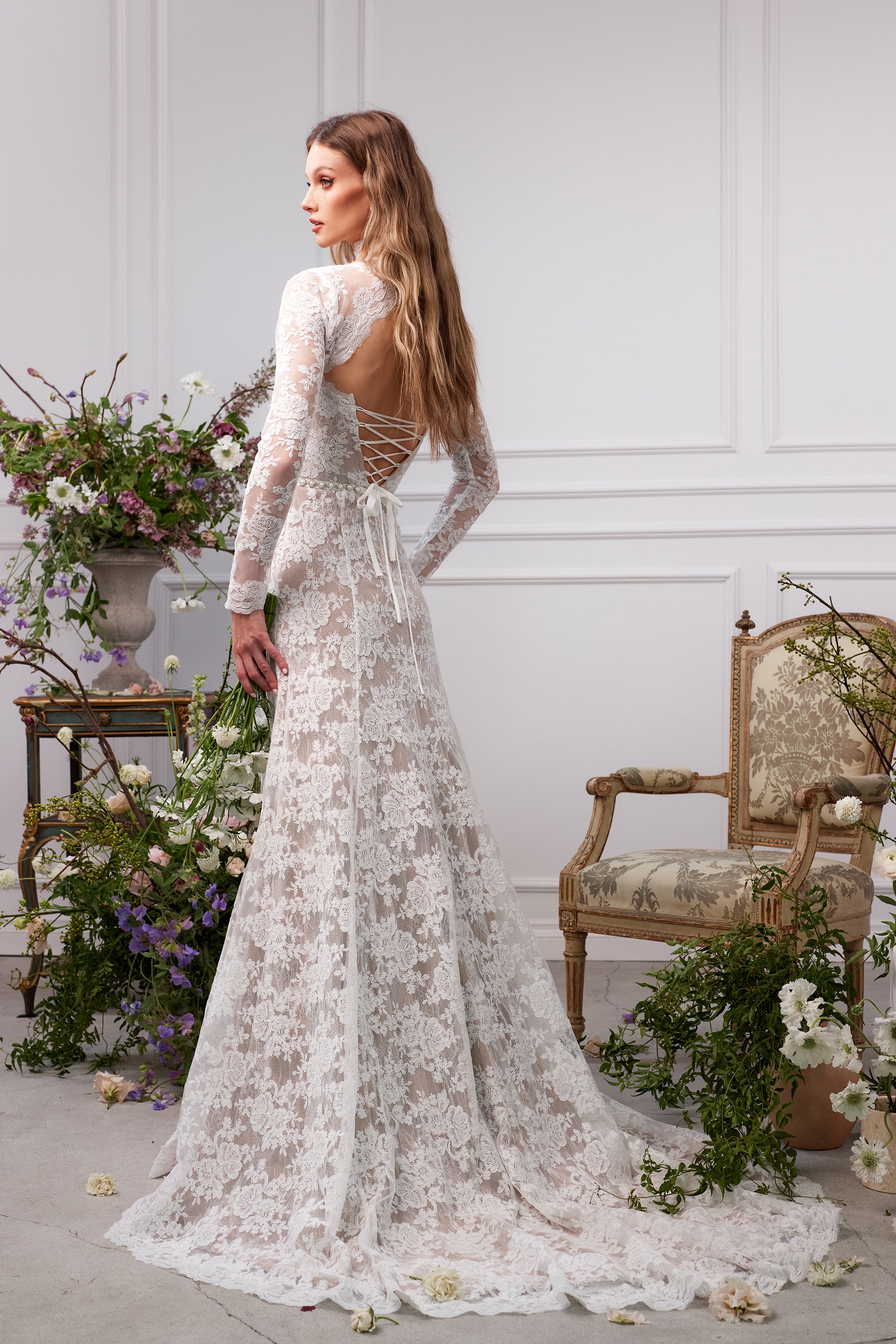 The Whitby Gown in White Chantilly Lace 8 / White Chantilly Lace The Whitby Gown in White Chantilly Lace 8 / White Chantilly Lace