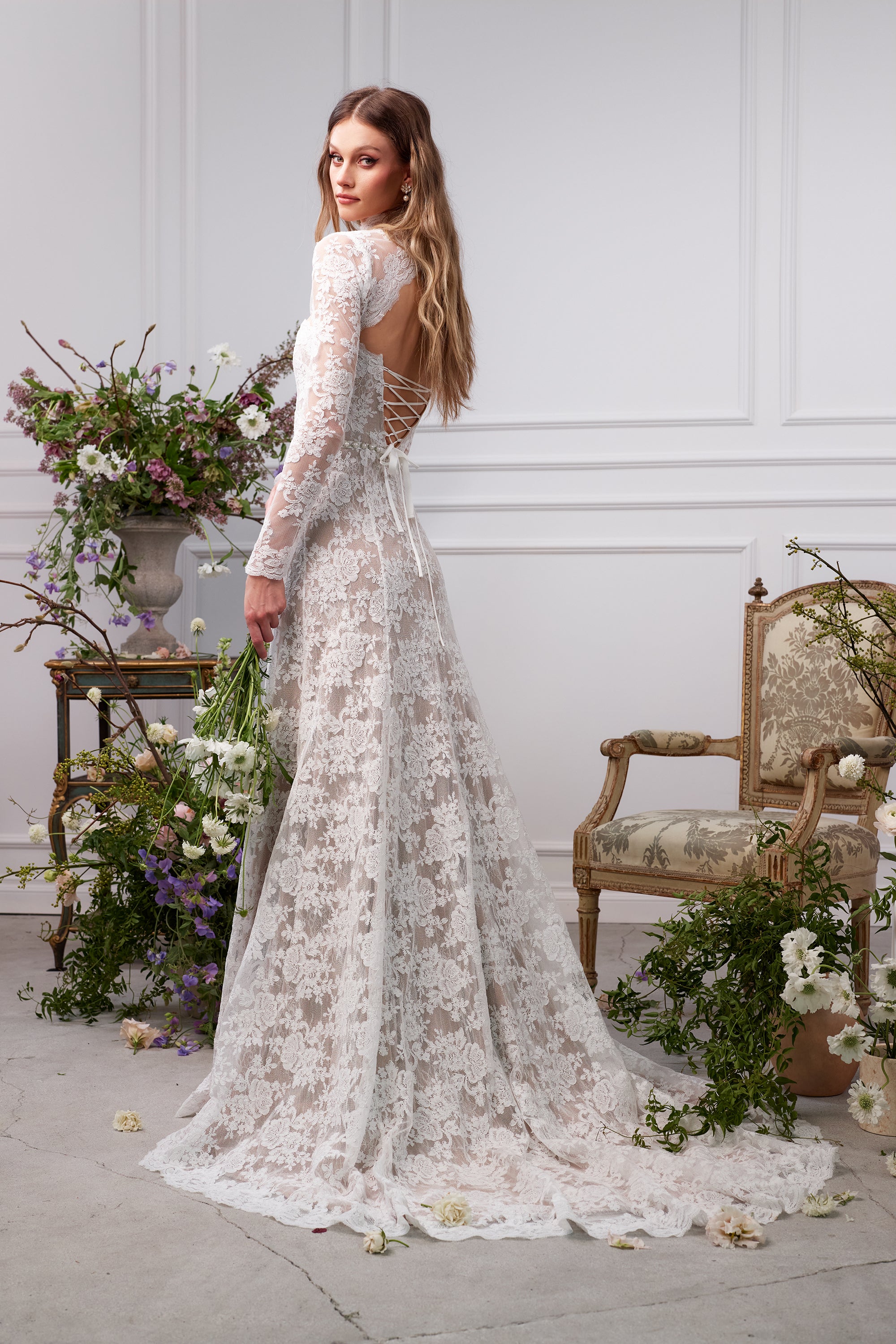 The Whitby Gown in White Chantilly Lace 8 / White Chantilly Lace The Whitby Gown in White Chantilly Lace 8 / White Chantilly Lace