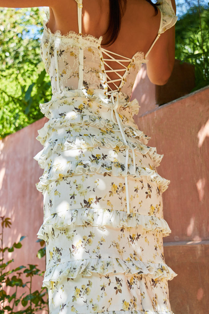 v. chapman corset ruffle dress fiorenza