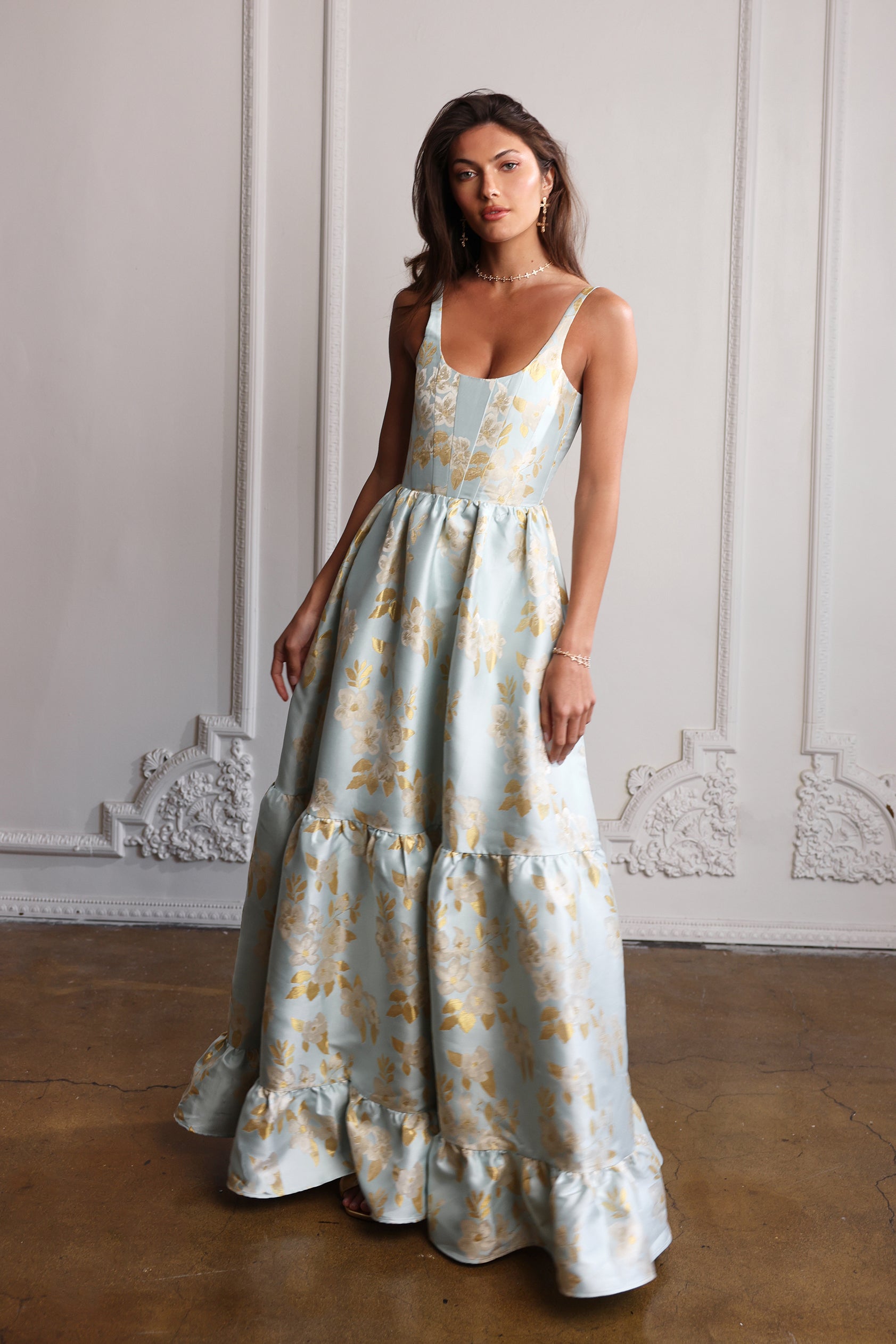 The Avery Dress in Ballad Blue Baroque Floral 16 / Ballad Blue Baroque Floral The Avery Dress in Ballad Blue Baroque Floral 16 / Ballad Blue Baroque Floral