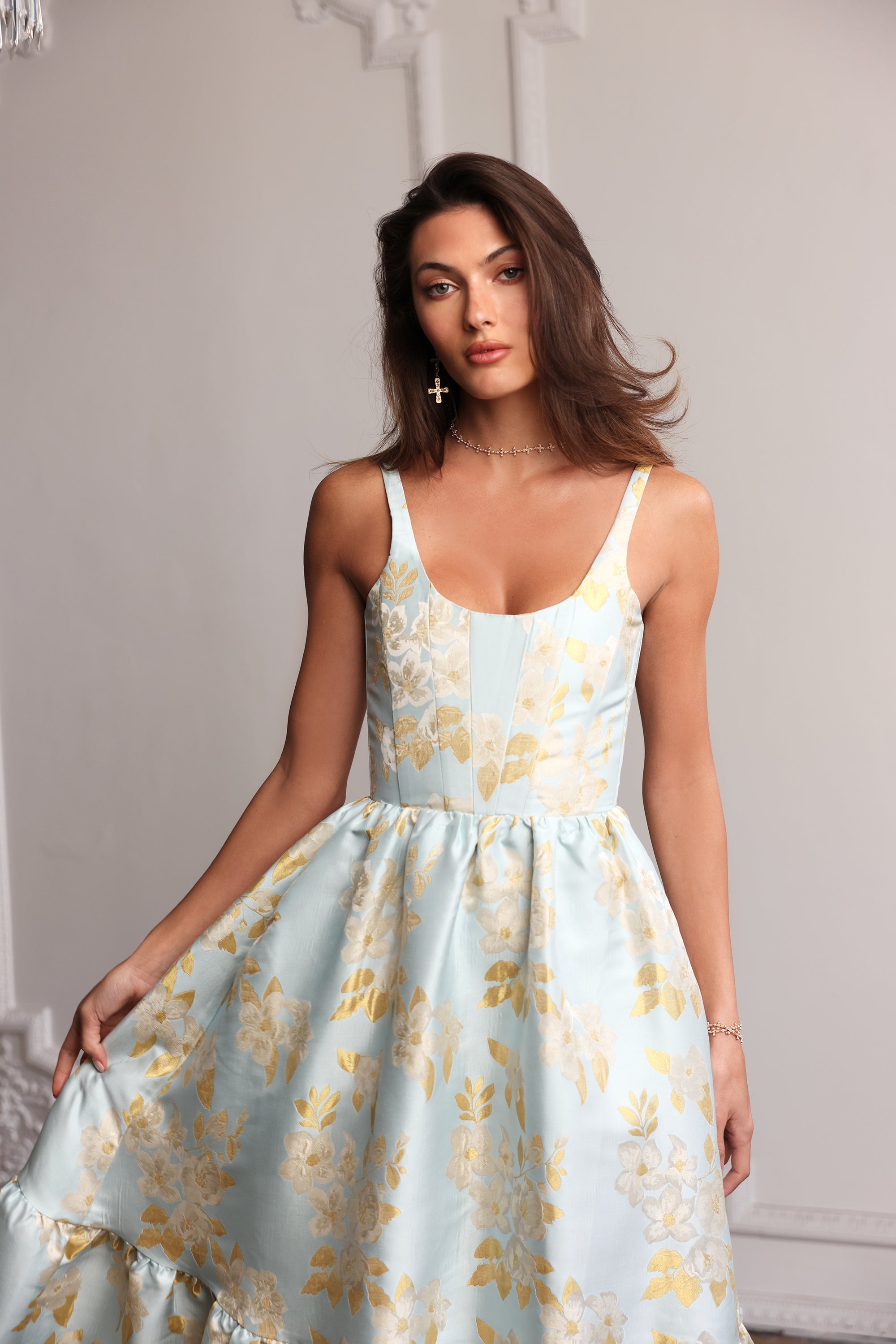 The Avery Dress in Ballad Blue Baroque Floral 16 / Ballad Blue Baroque Floral The Avery Dress in Ballad Blue Baroque Floral 16 / Ballad Blue Baroque Floral