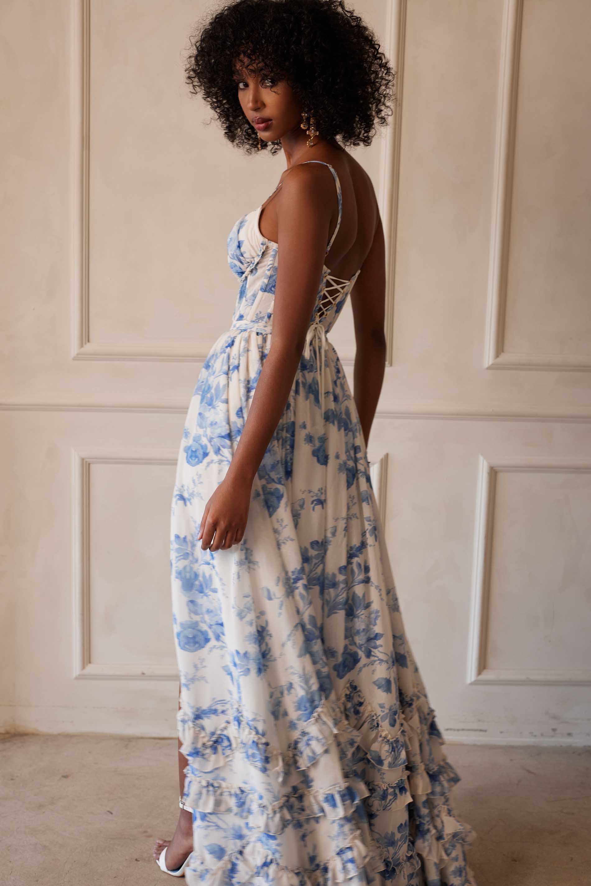 The Carmen Dress in Provencal Blue Floral 0 / Provencal Blue Floral The Carmen Dress in Provencal Blue Floral 0 / Provencal Blue Floral